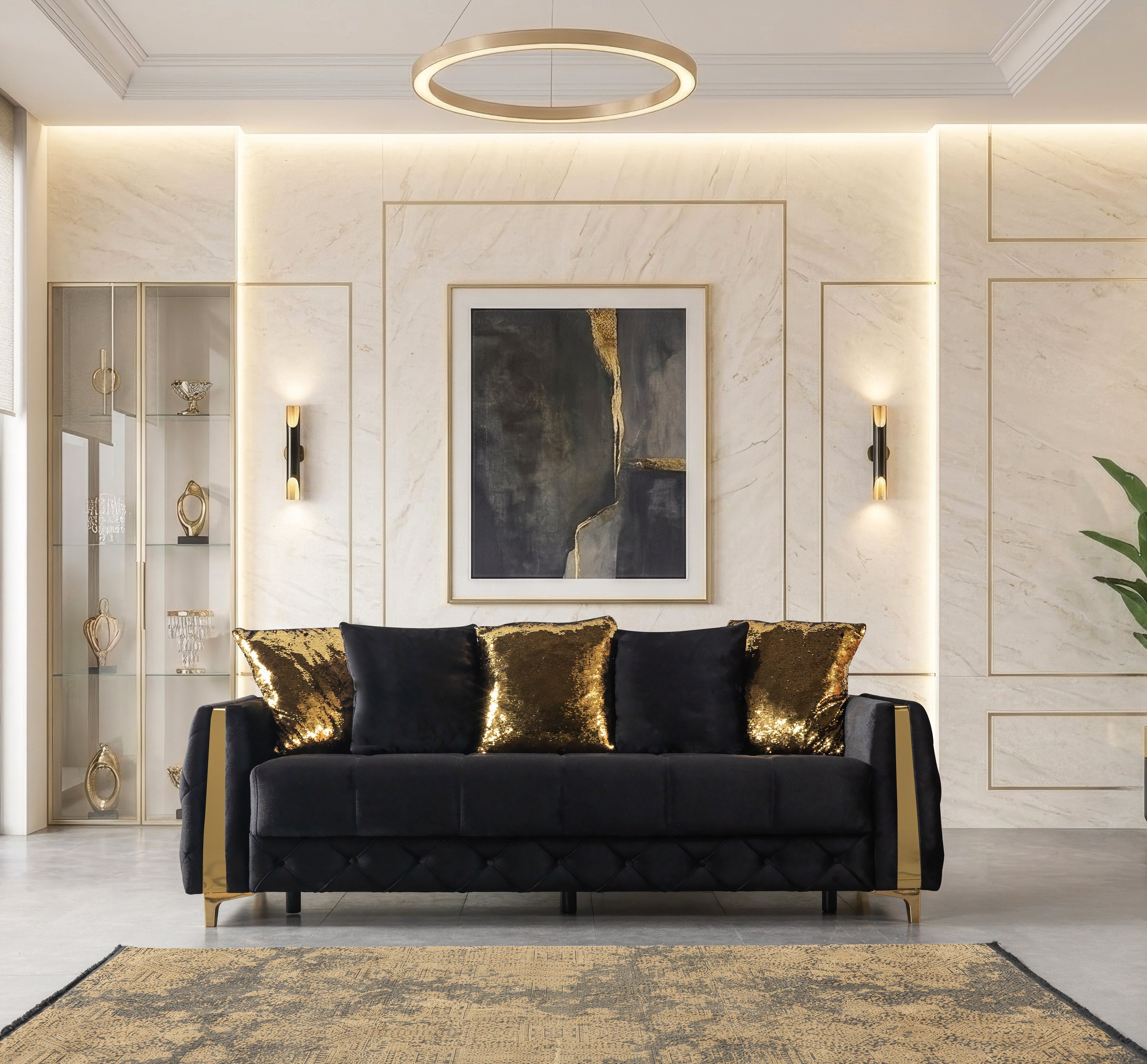 Florence Black Velvet Sofa Bed