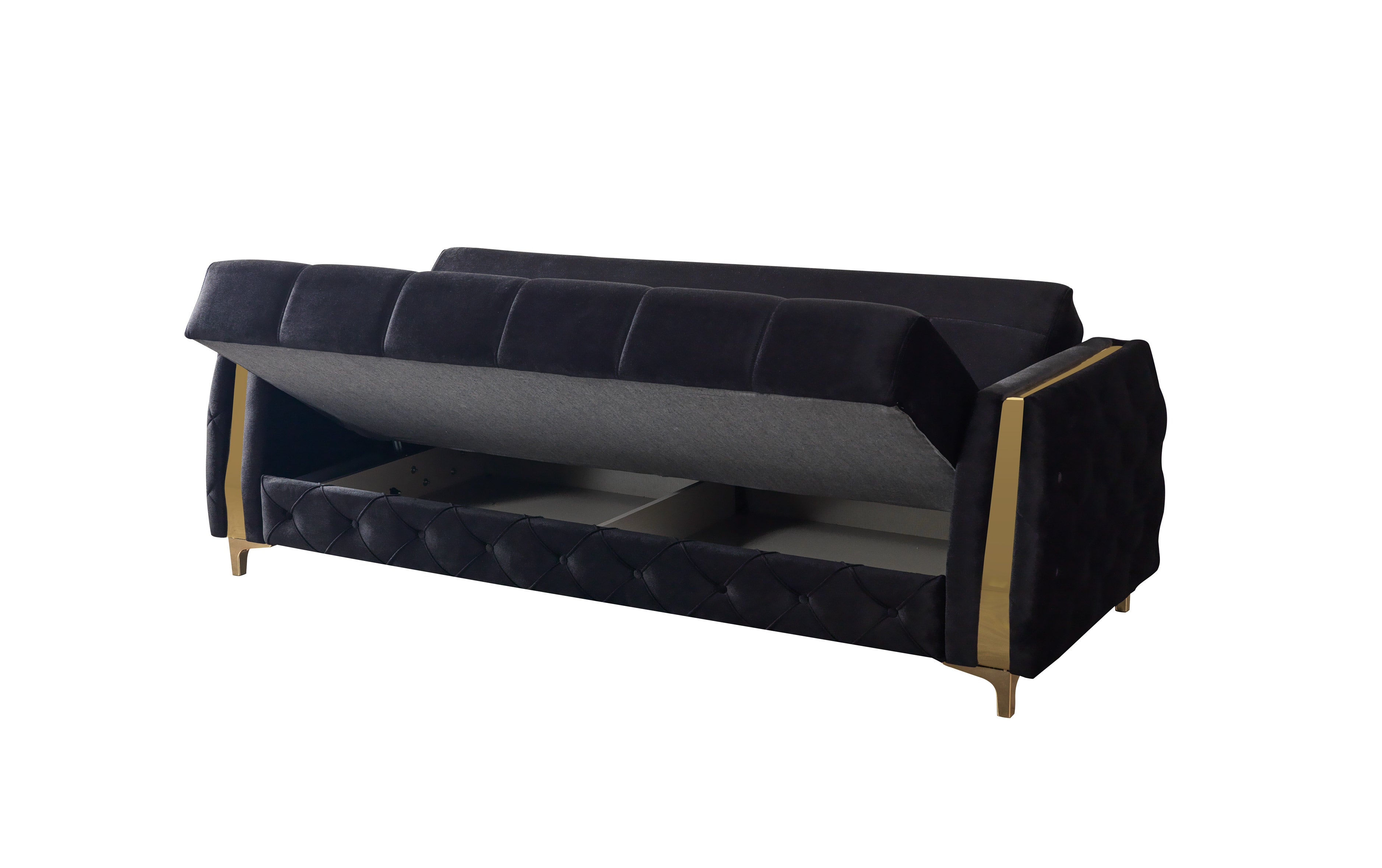 Florence Black Velvet Sofa Bed, view 10