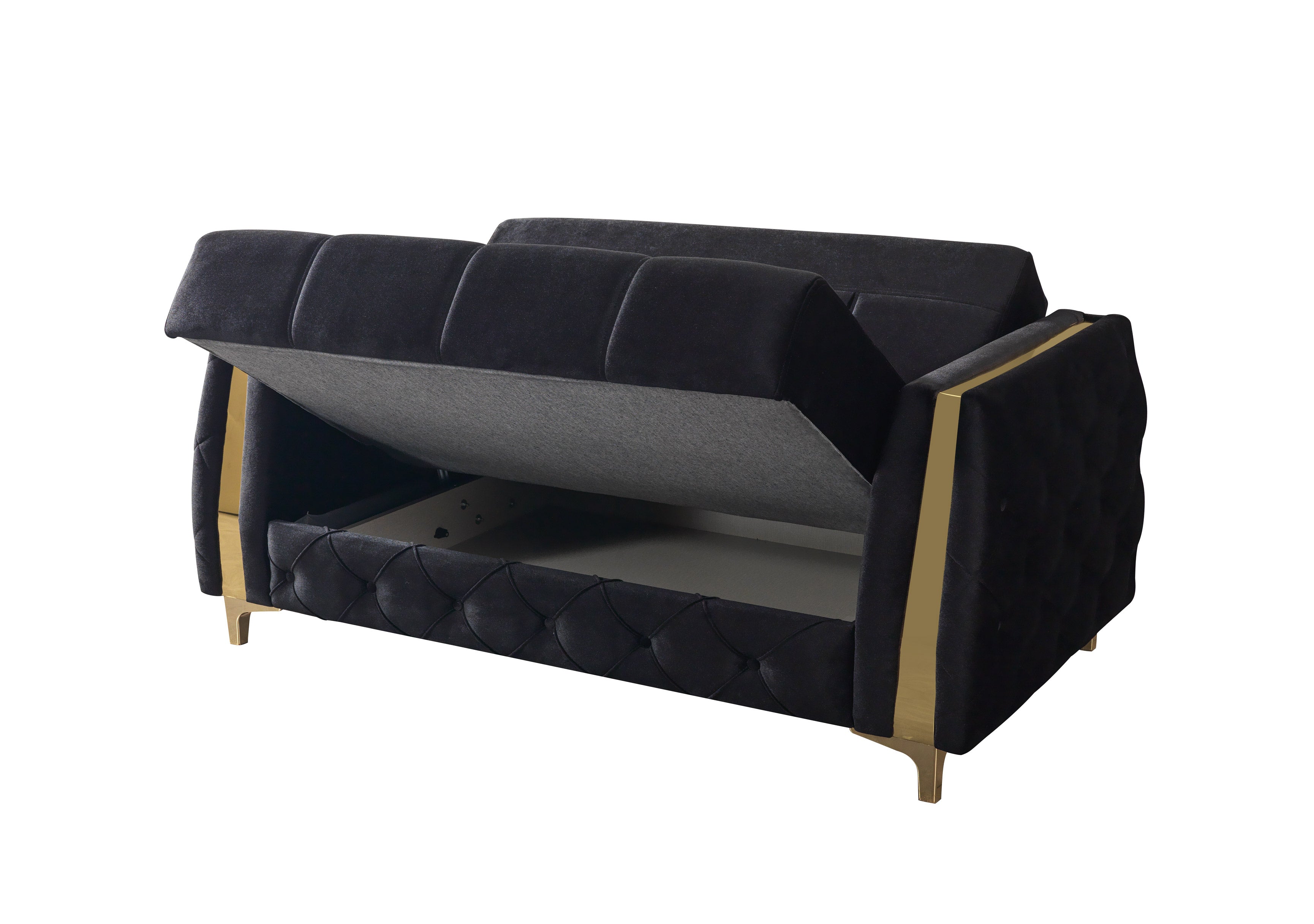 Florence Black Velvet Loveseat, view 9