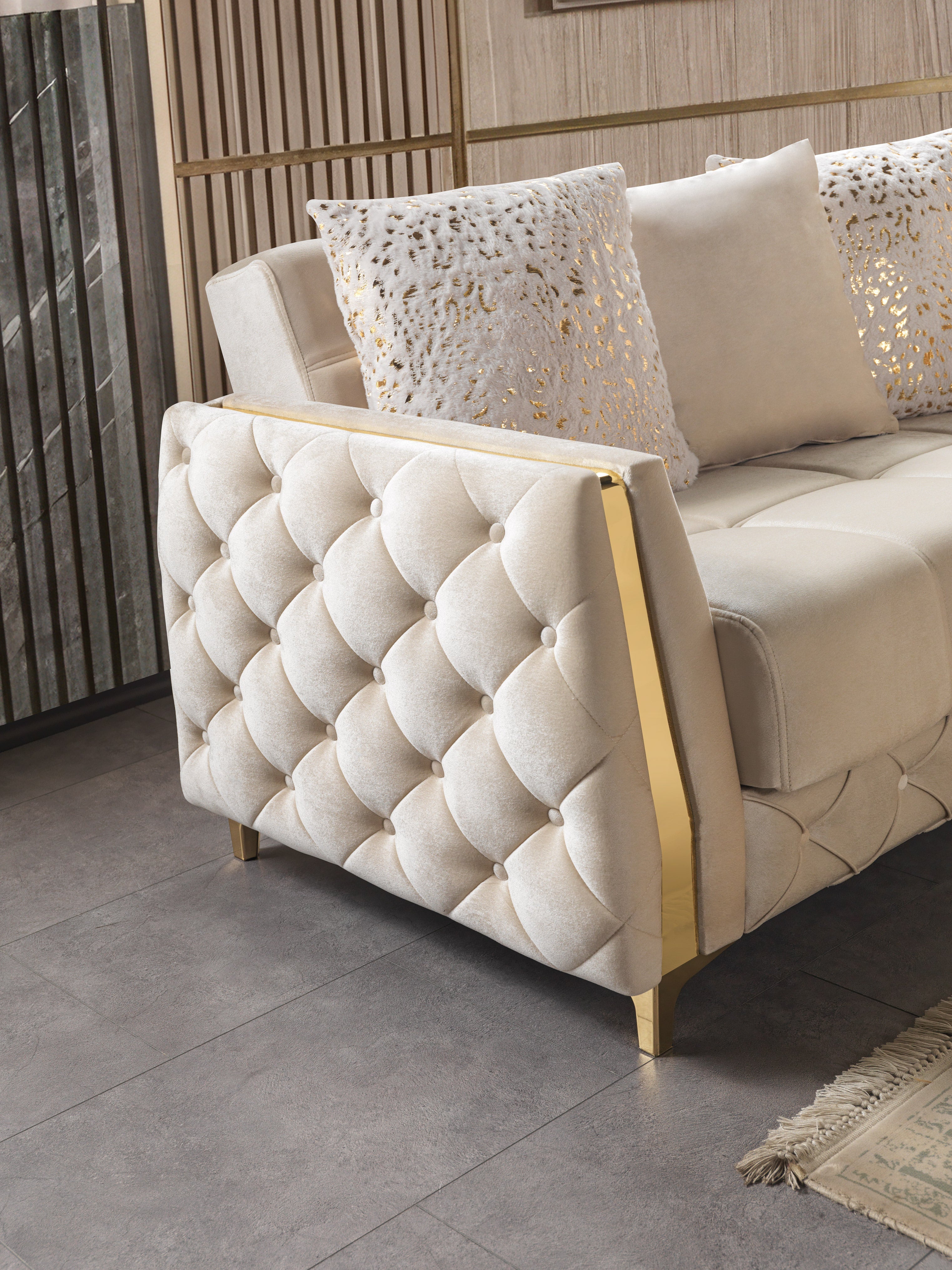 Florence Ivory Velvet Sofa Bed, view 5