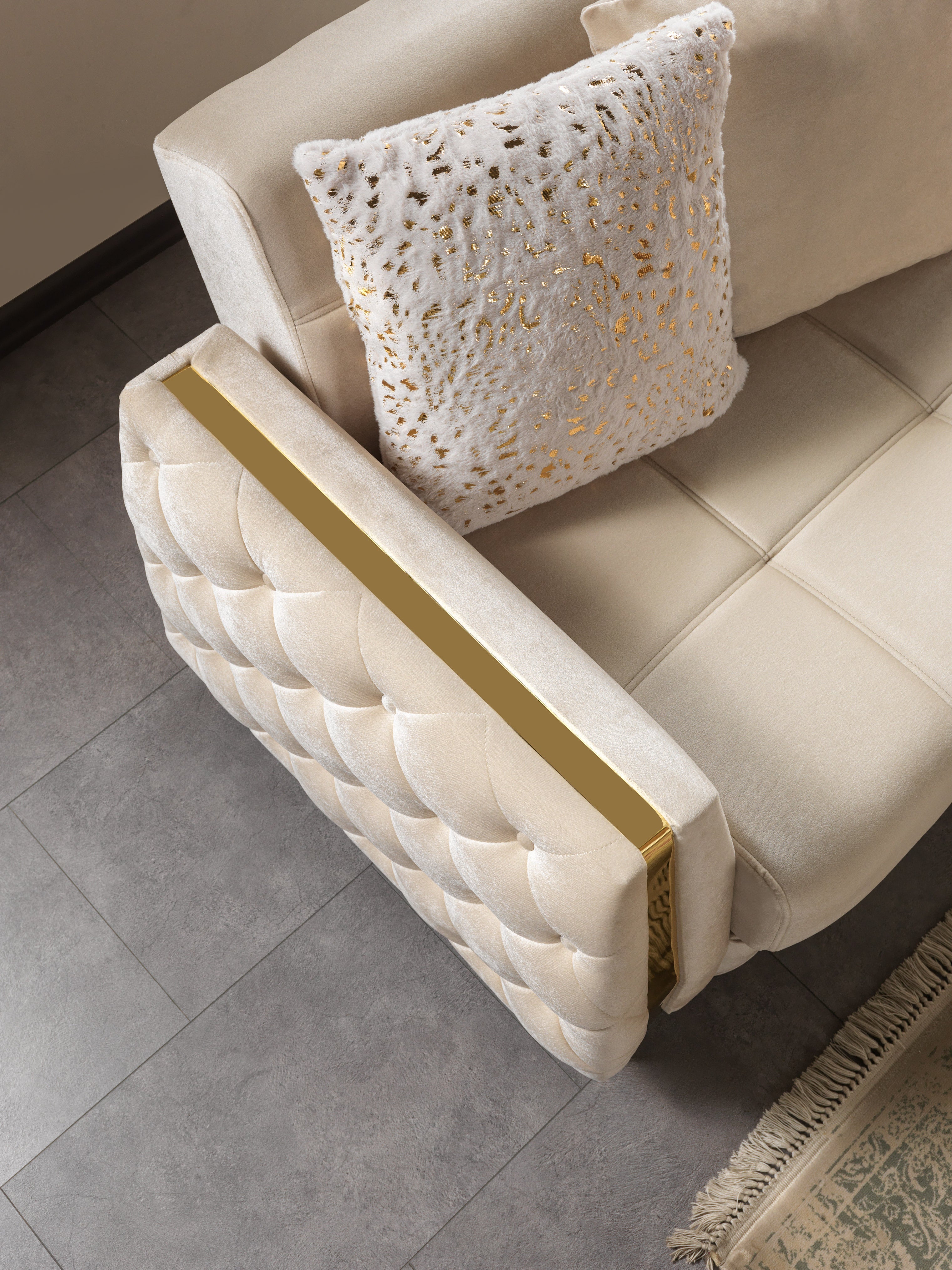 Florence Ivory Velvet Sofa and Loveseat Set, view 9