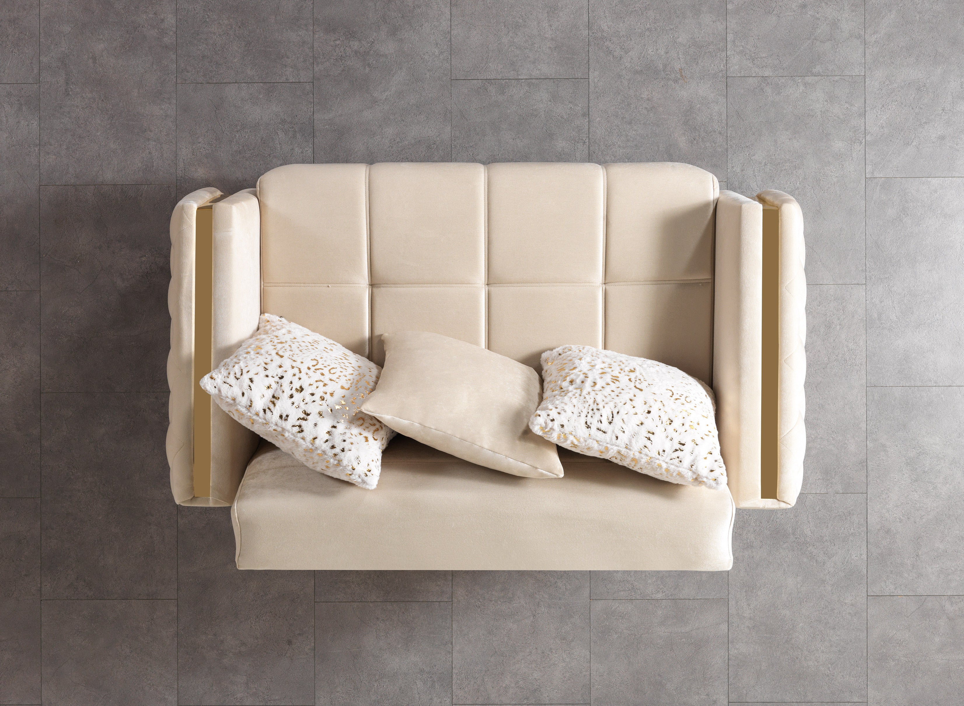 Florence Ivory Velvet Loveseat, view 6
