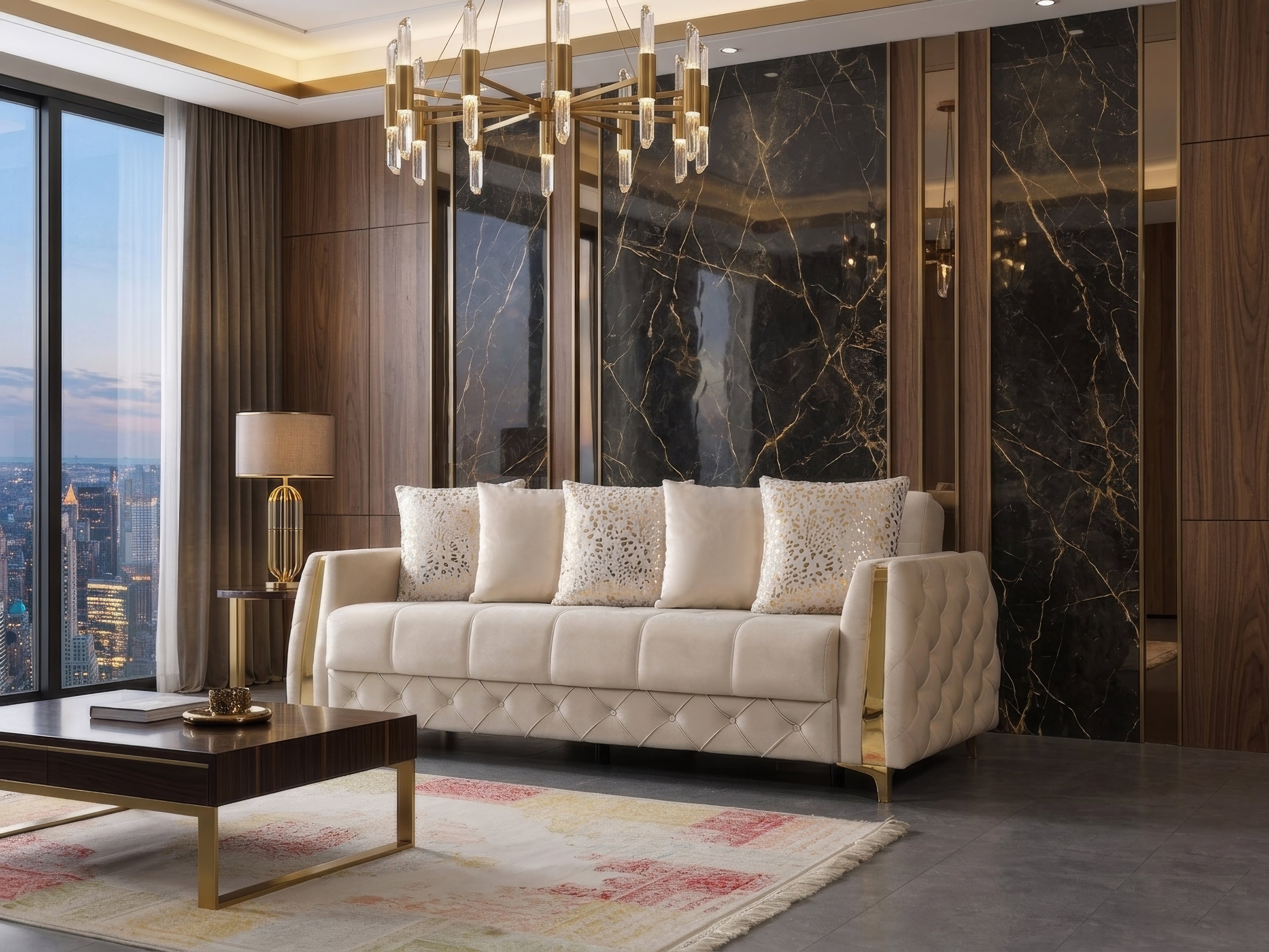Florence Ivory Velvet Sofa Bed, view 2