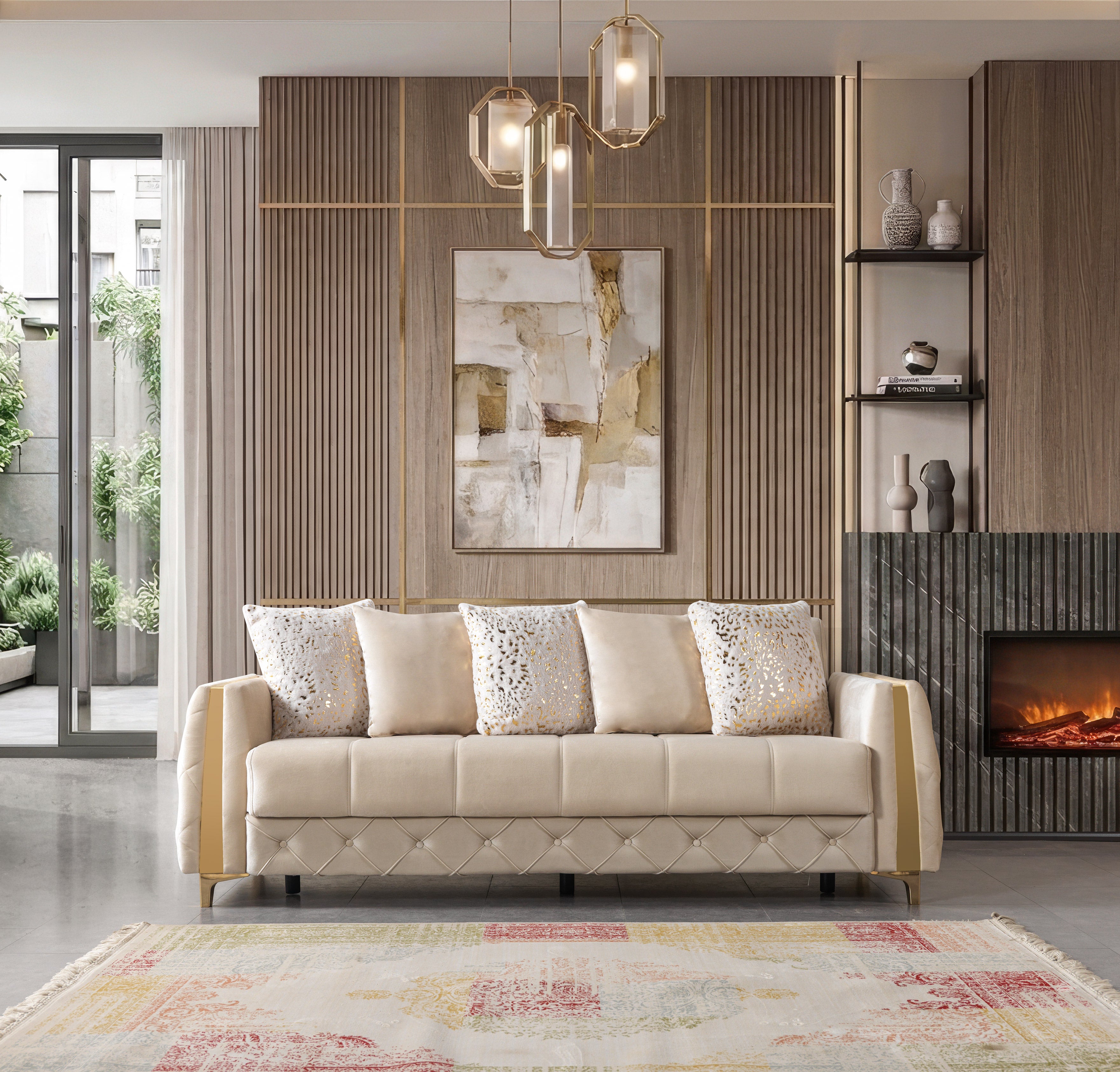 Florence Ivory Velvet Sofa Bed
