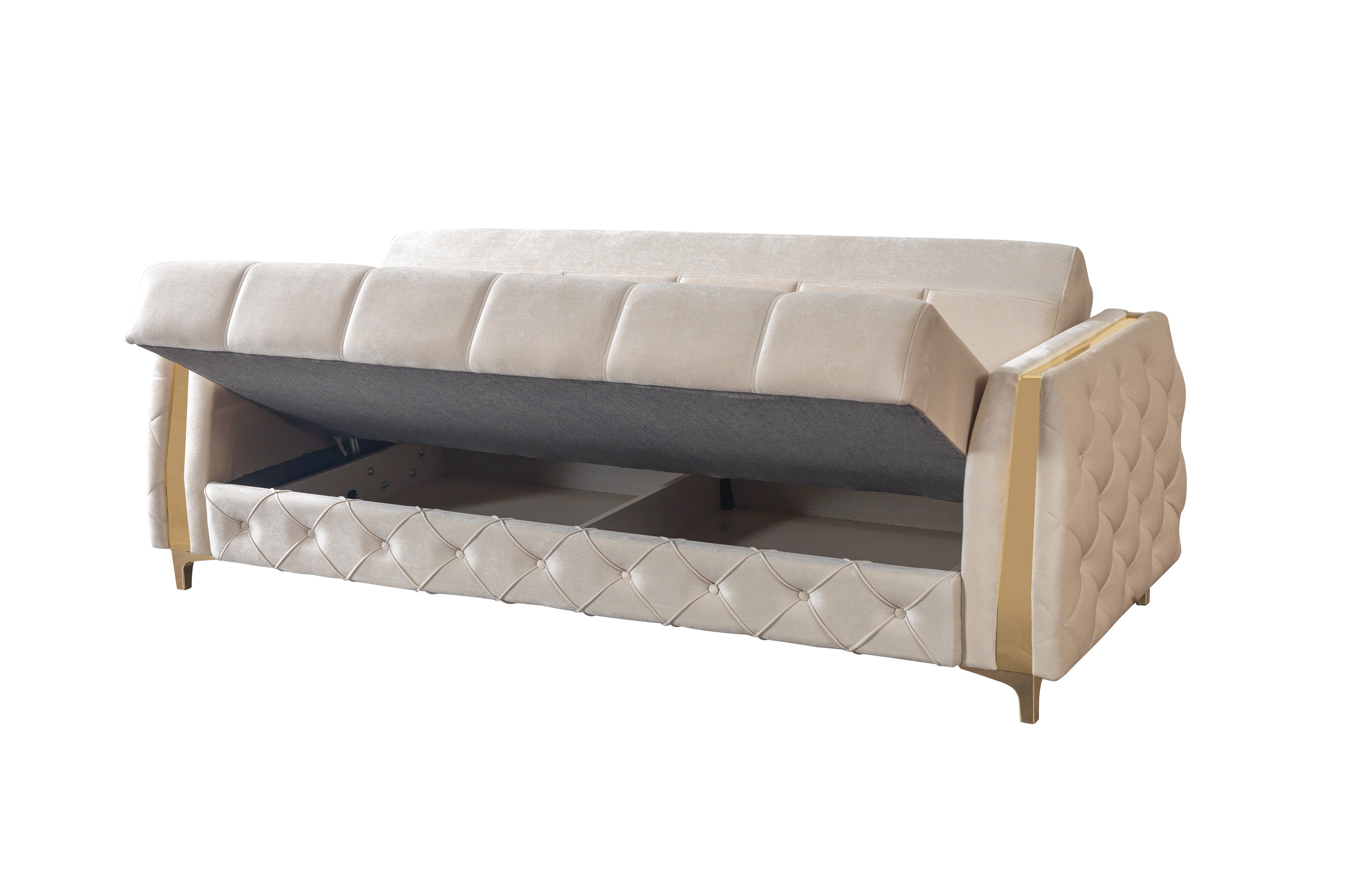 Florence Ivory Velvet Sofa Bed, view 7