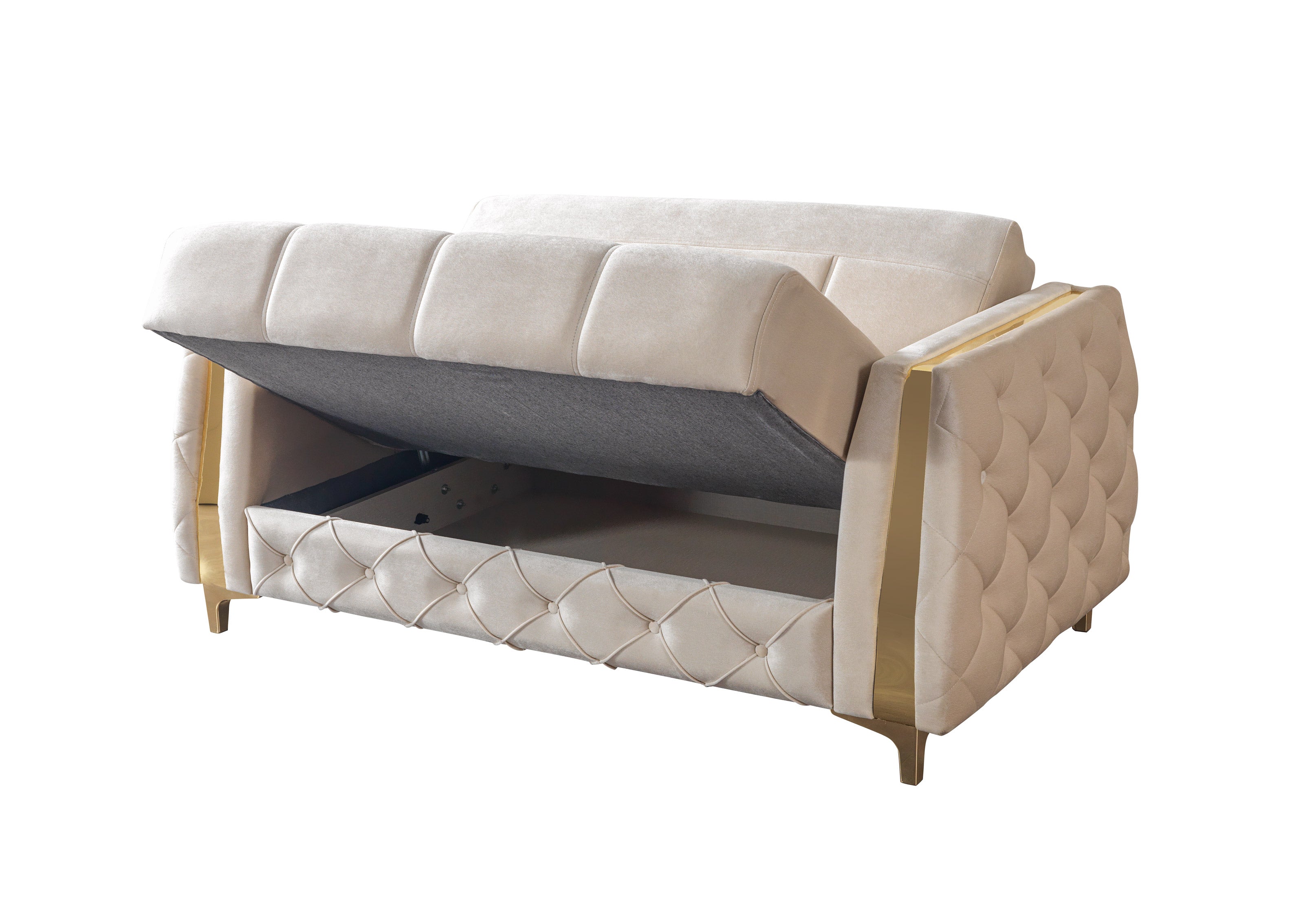 Florence Ivory Velvet Loveseat, view 9