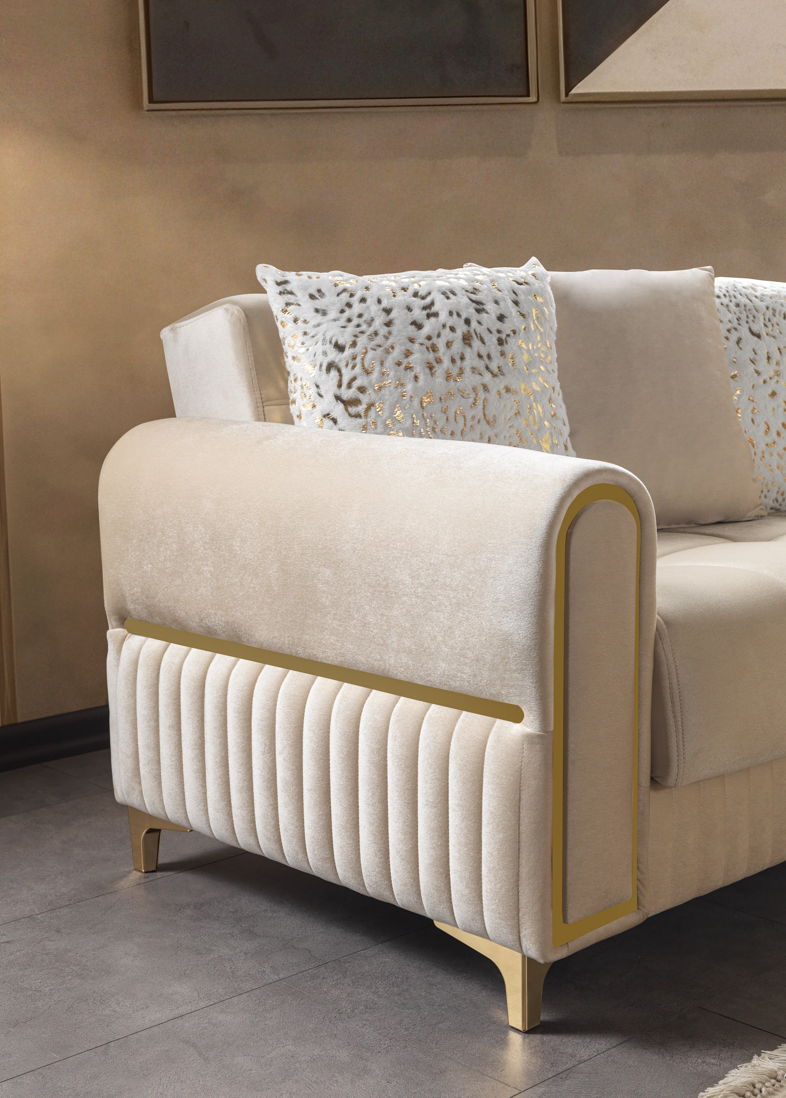 Sandra Ivory Velvet Loveseat, view 4