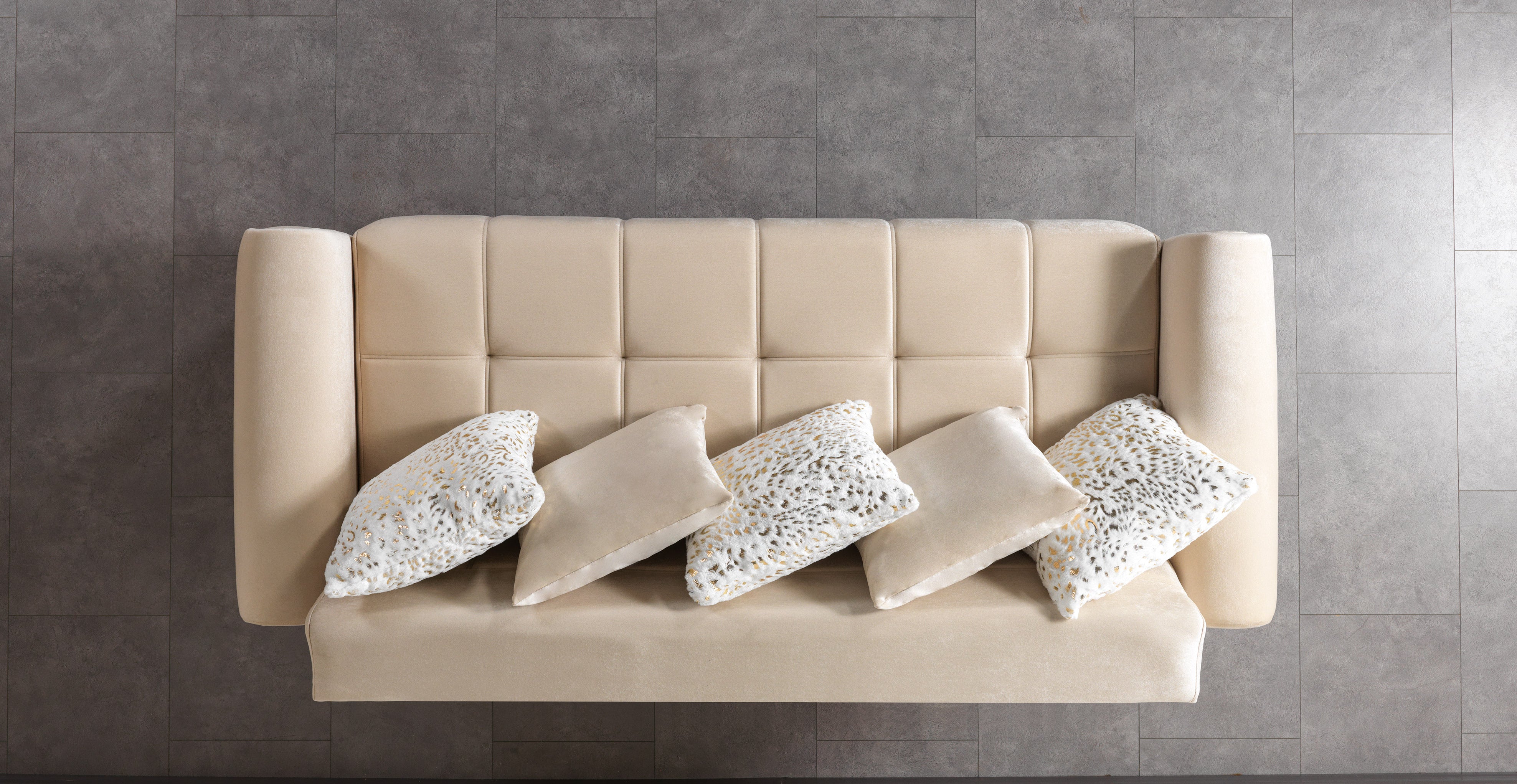 Sandra Ivory Velvet Sofa Bed, view 7