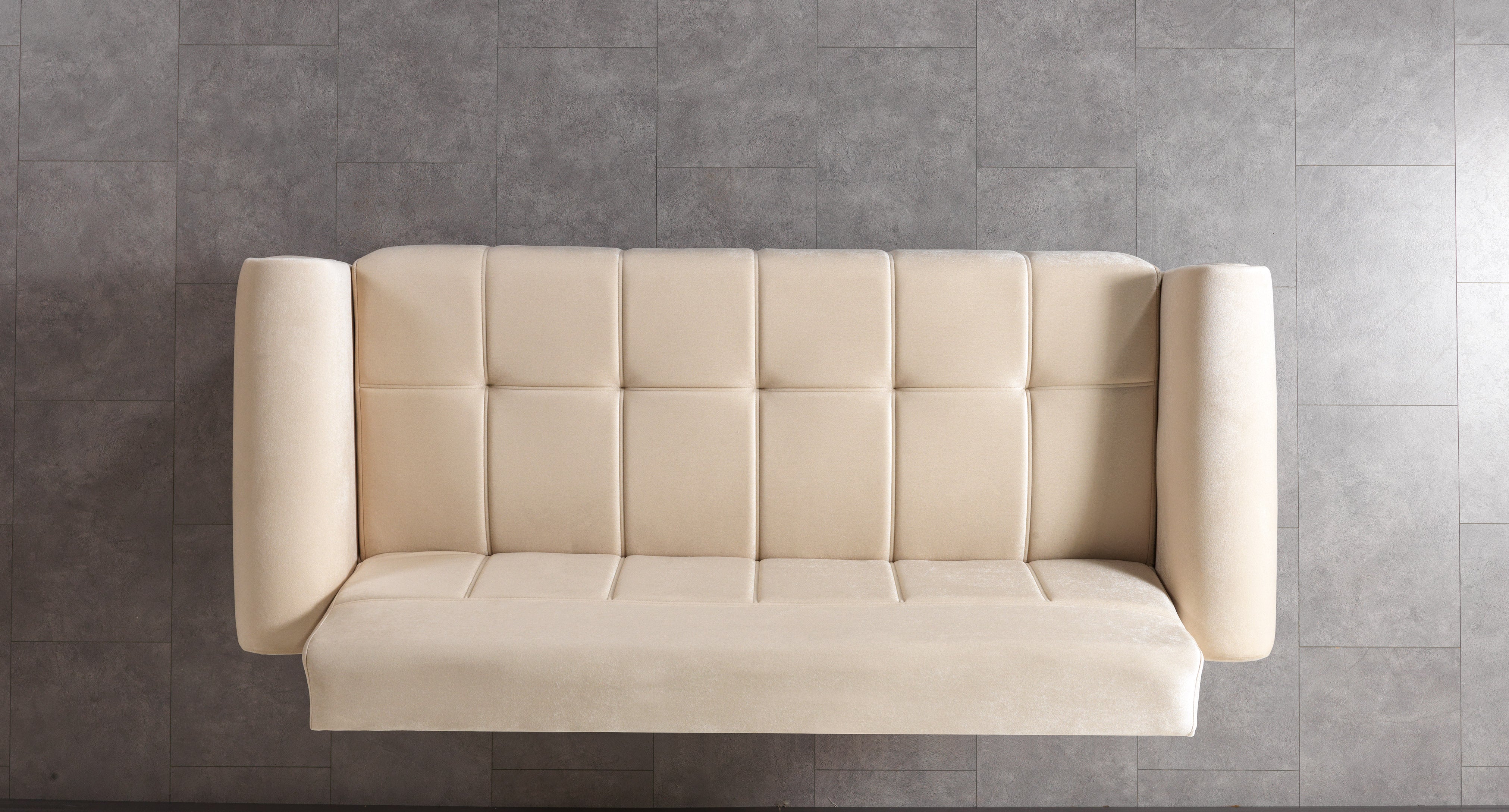 Sandra Ivory Velvet Sofa Bed, view 8