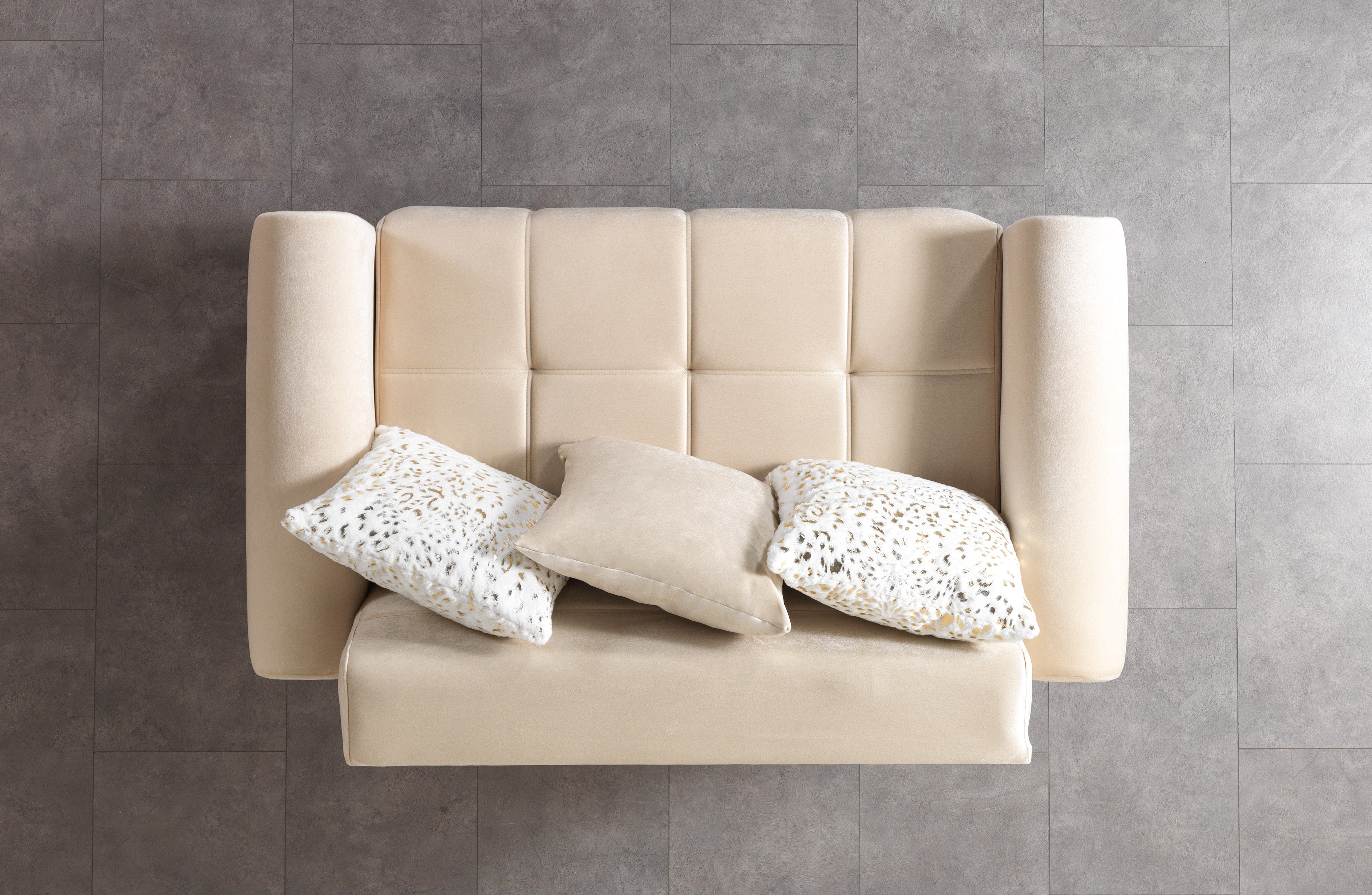 Sandra Ivory Velvet Loveseat, view 6