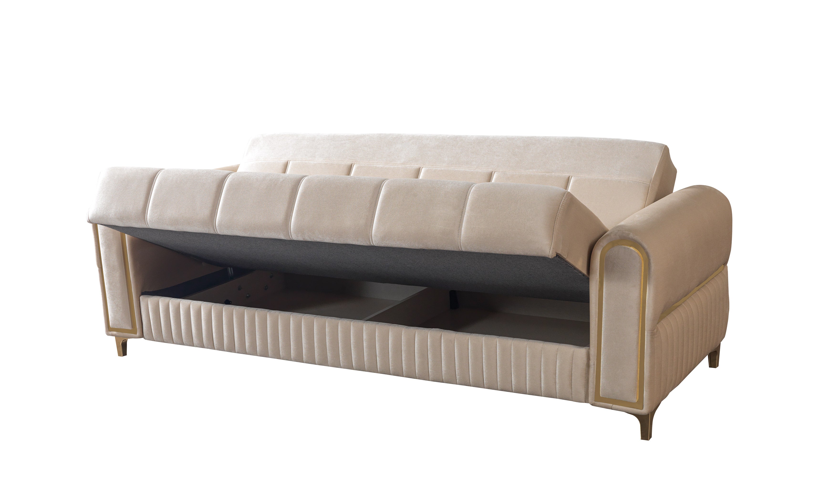 Sandra Ivory Velvet Sofa Bed, view 9