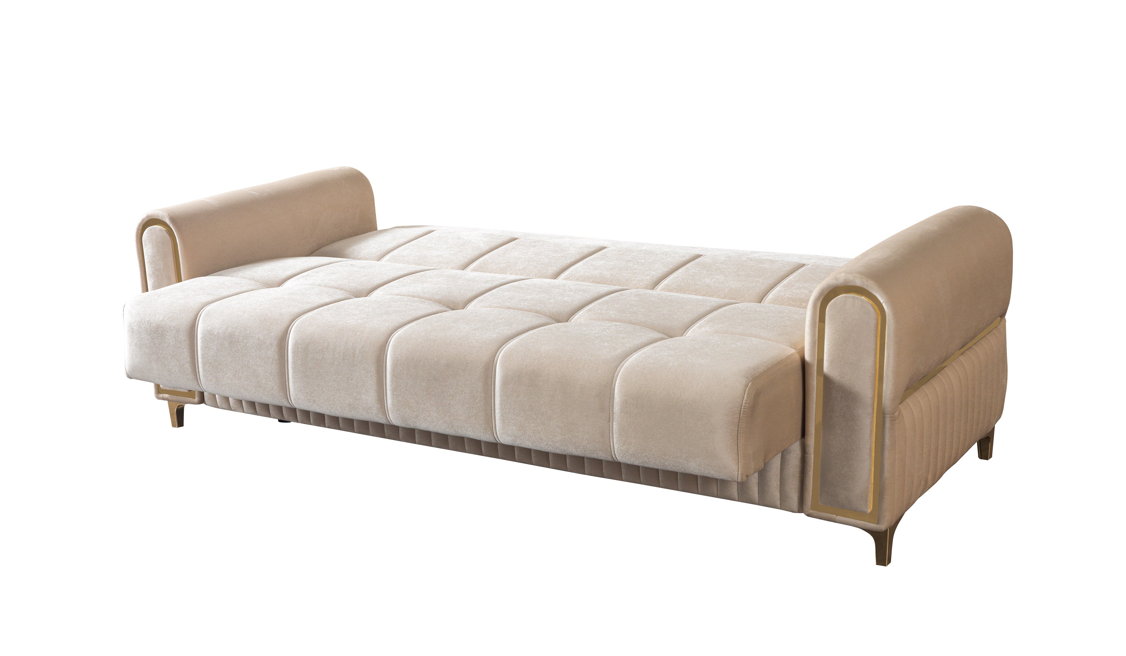 Sandra Ivory Velvet Sofa Bed, view 10