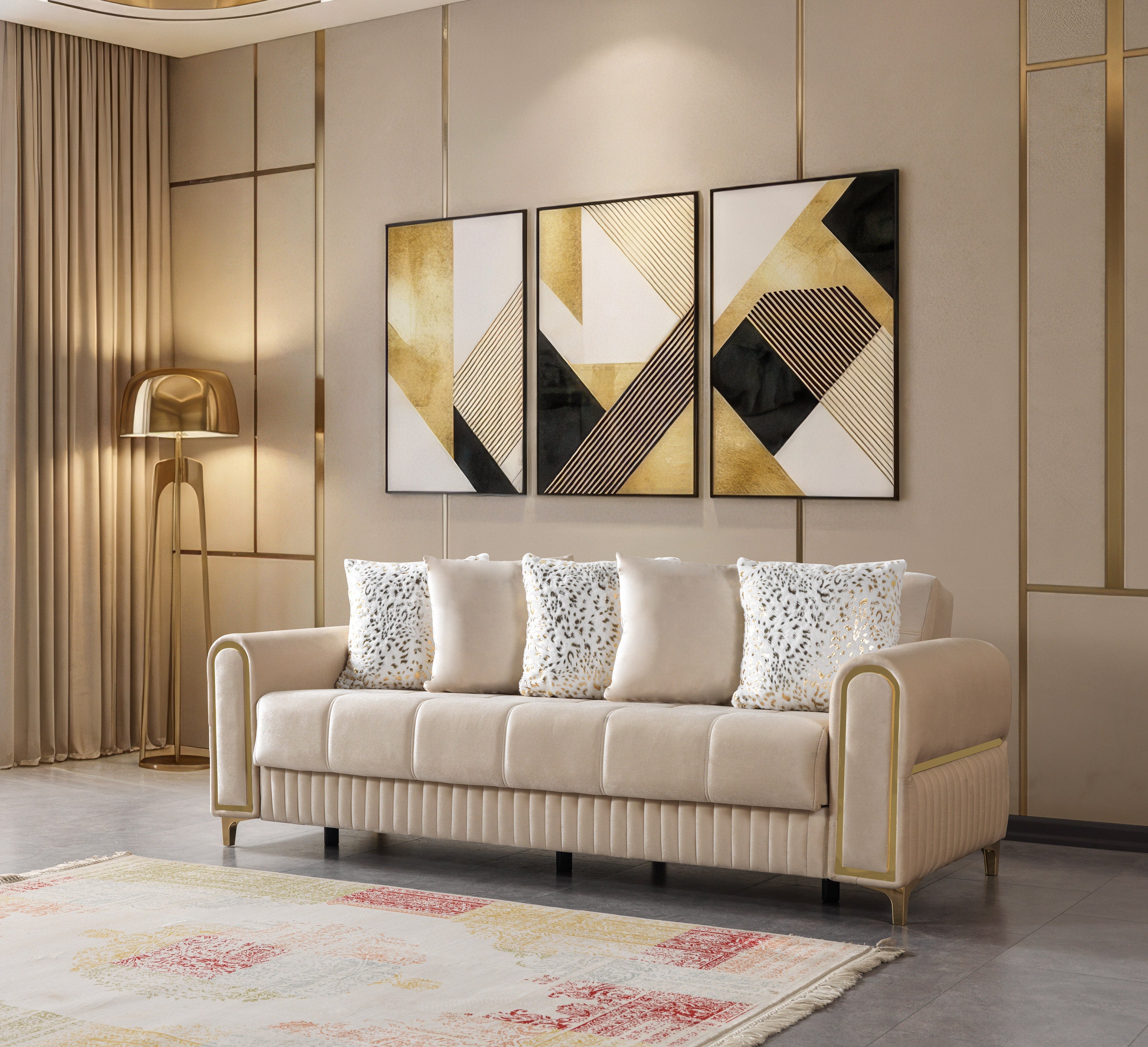 Sandra Ivory Velvet Sofa and Loveseat Set, view 5