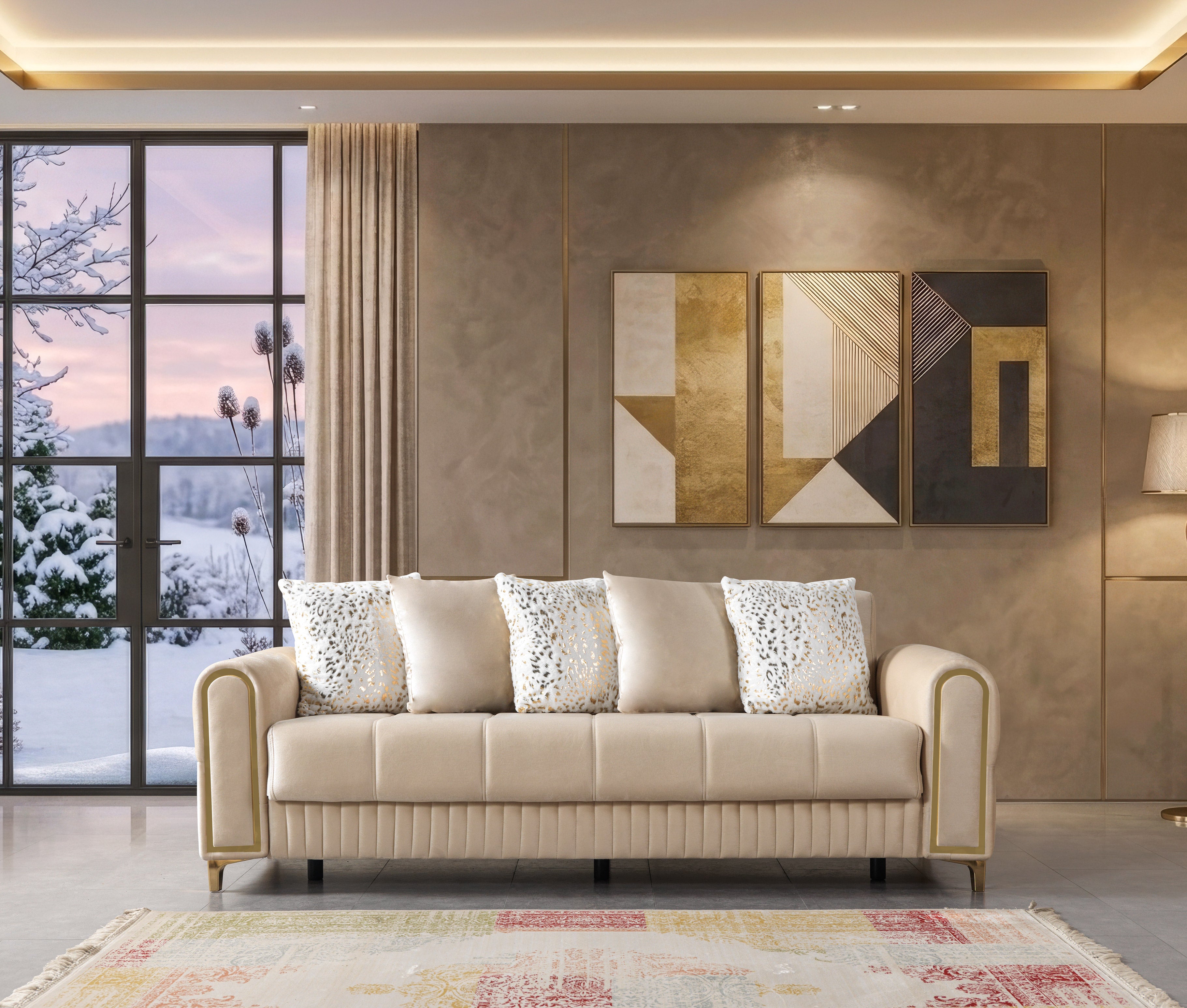 Sandra Ivory Velvet Sofa Bed