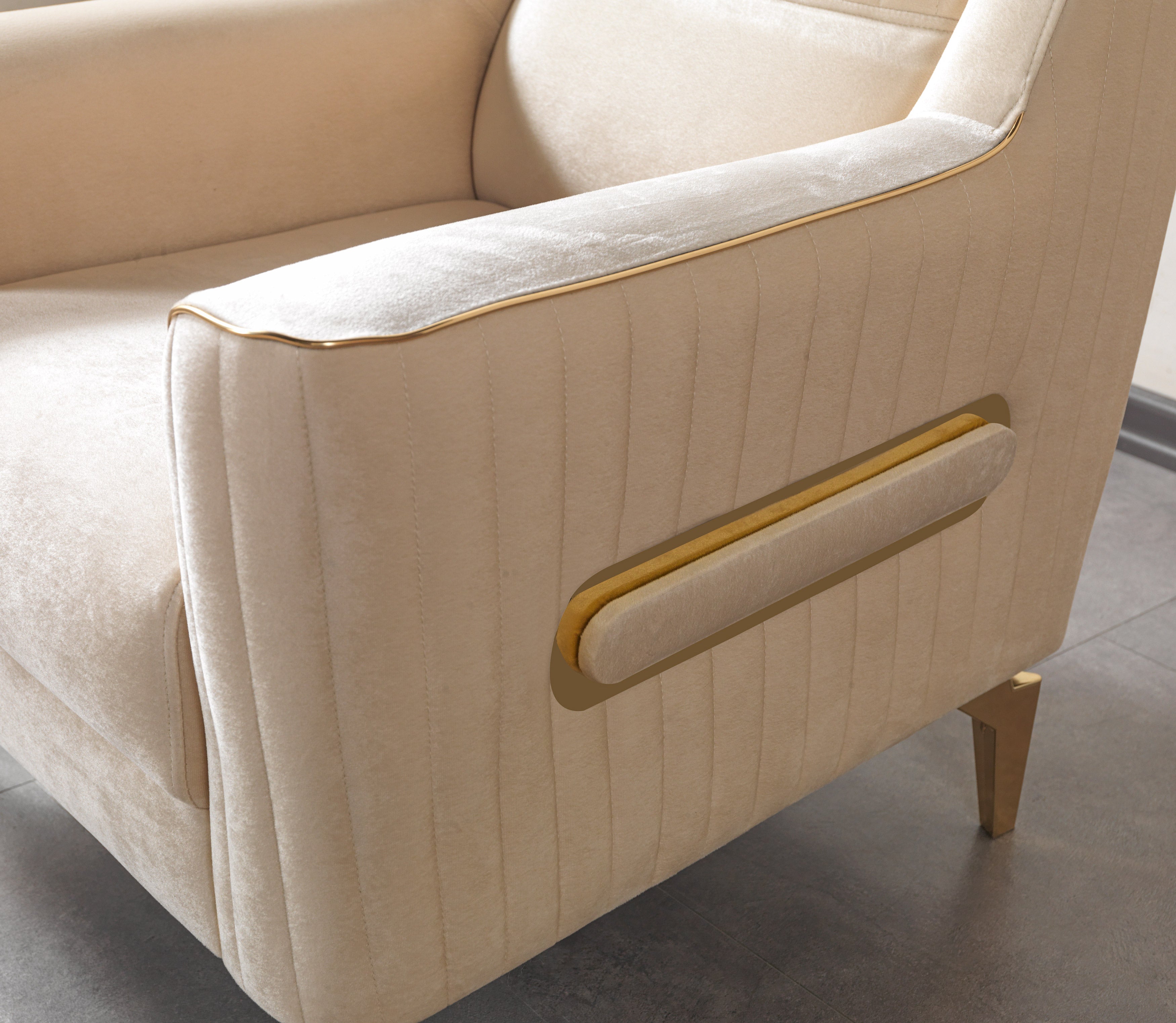 Sandra Ivory Velvet Chair, view 7