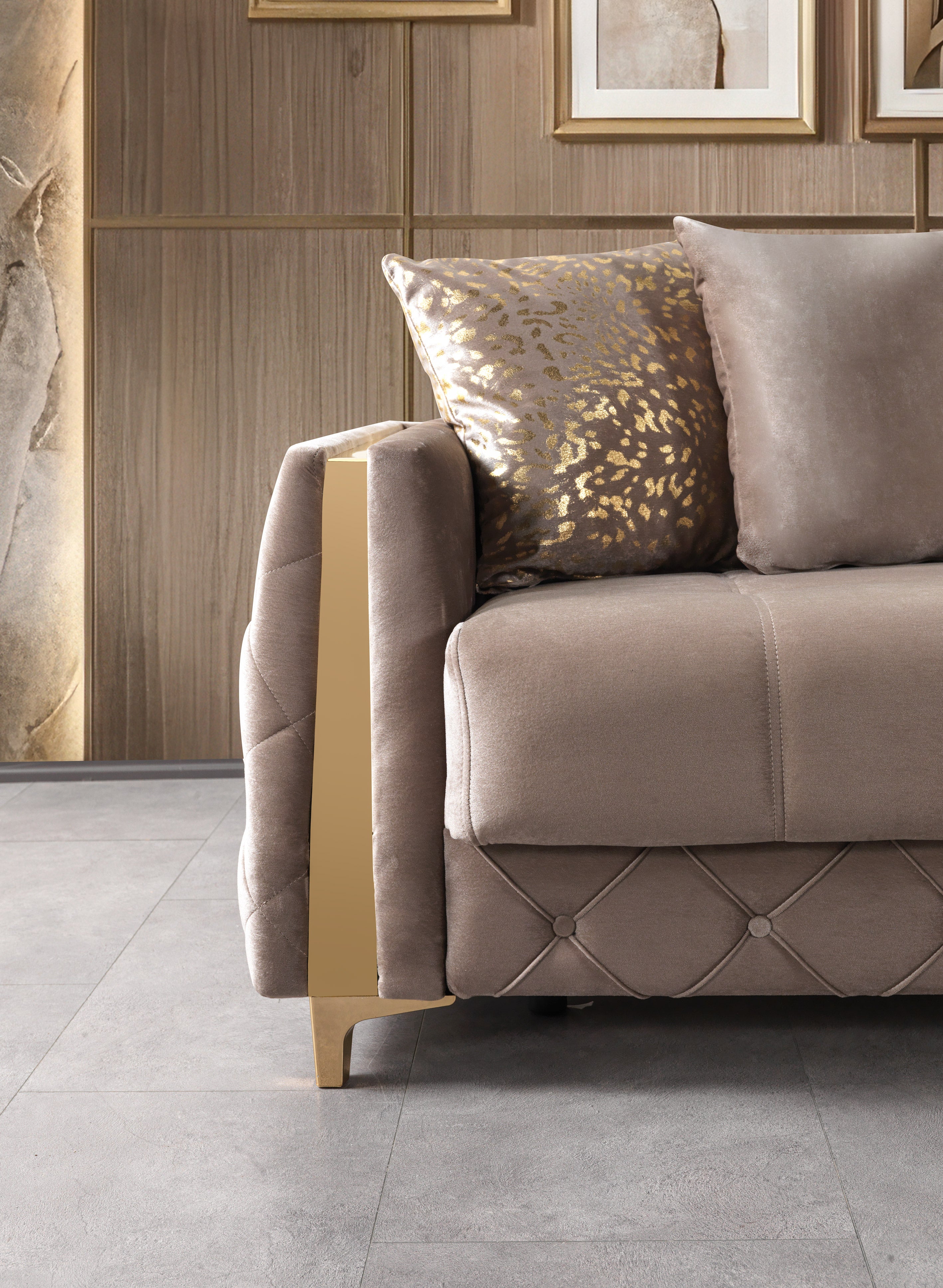 Florence Coffee Velvet Sofa and Loveseat Set, view 7