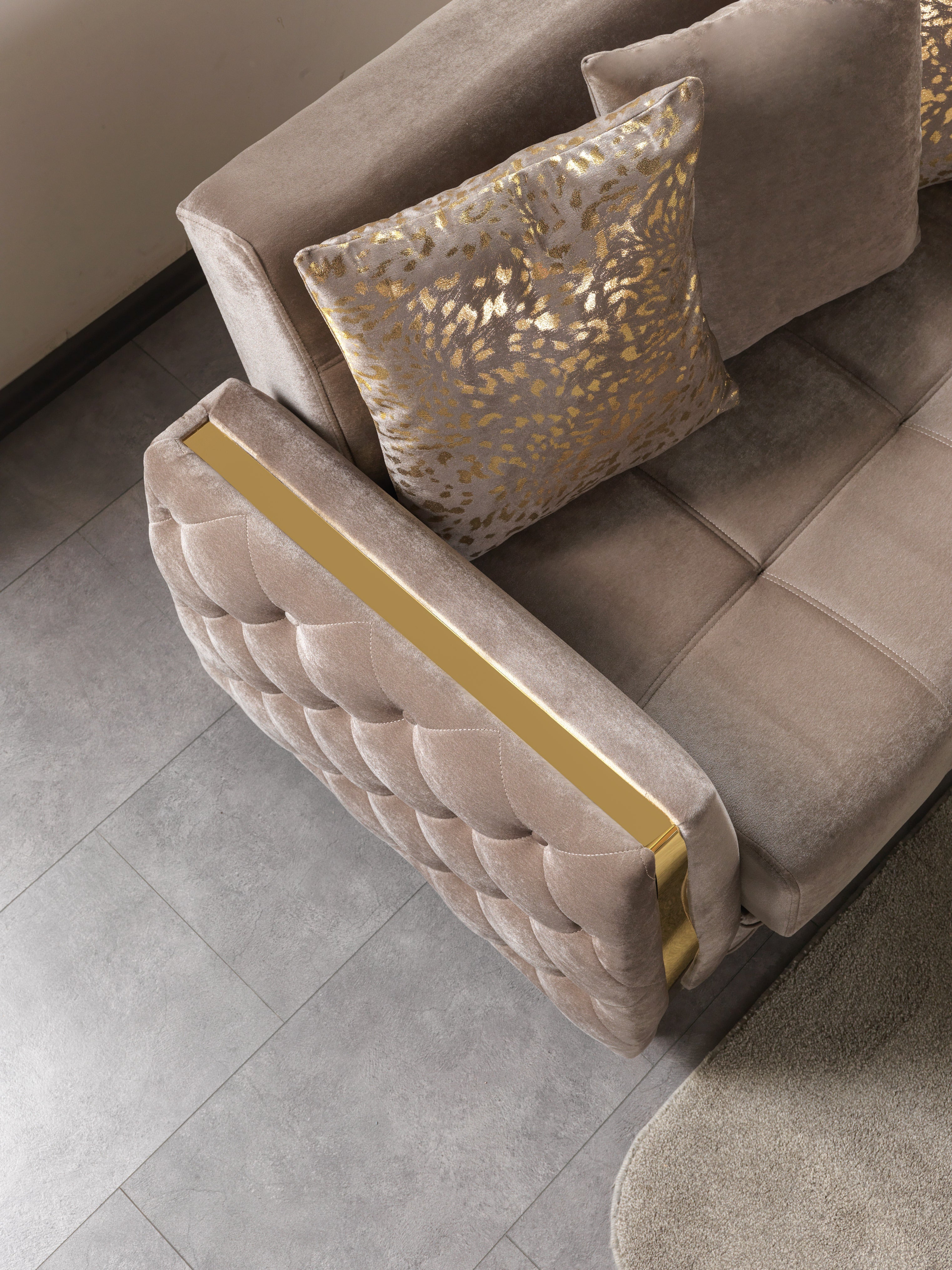 Florence Coffee Velvet Sofa Bed, view 6