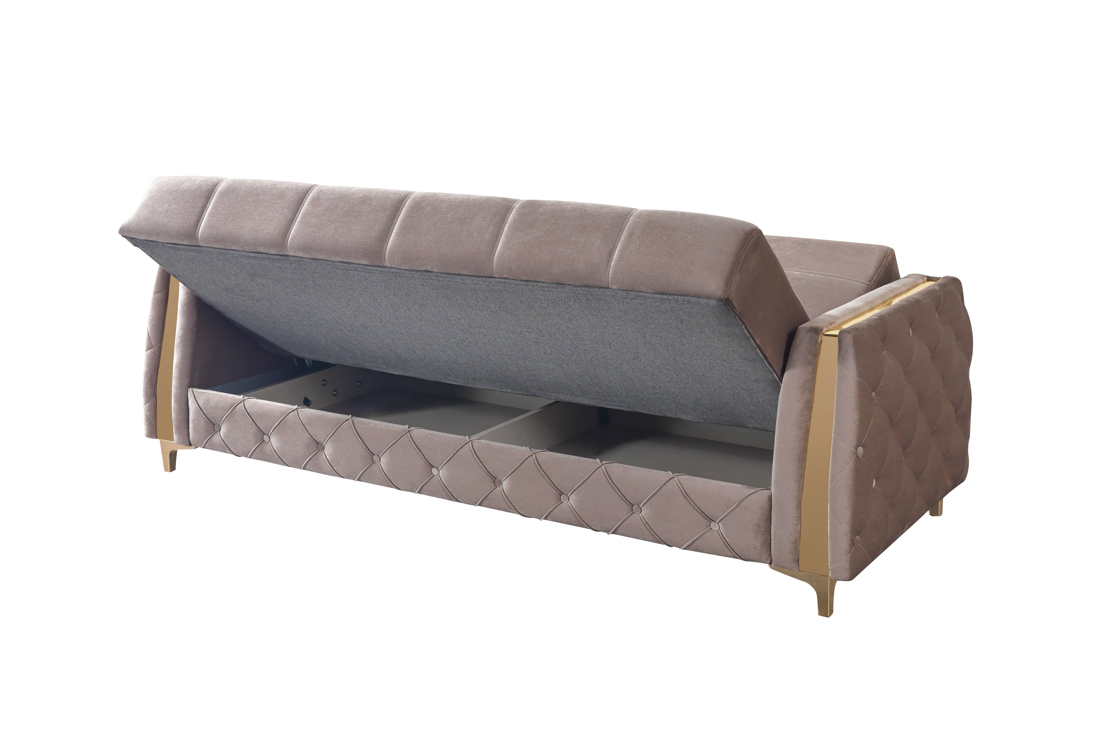 Florence Coffee Velvet Sofa Bed, view 9