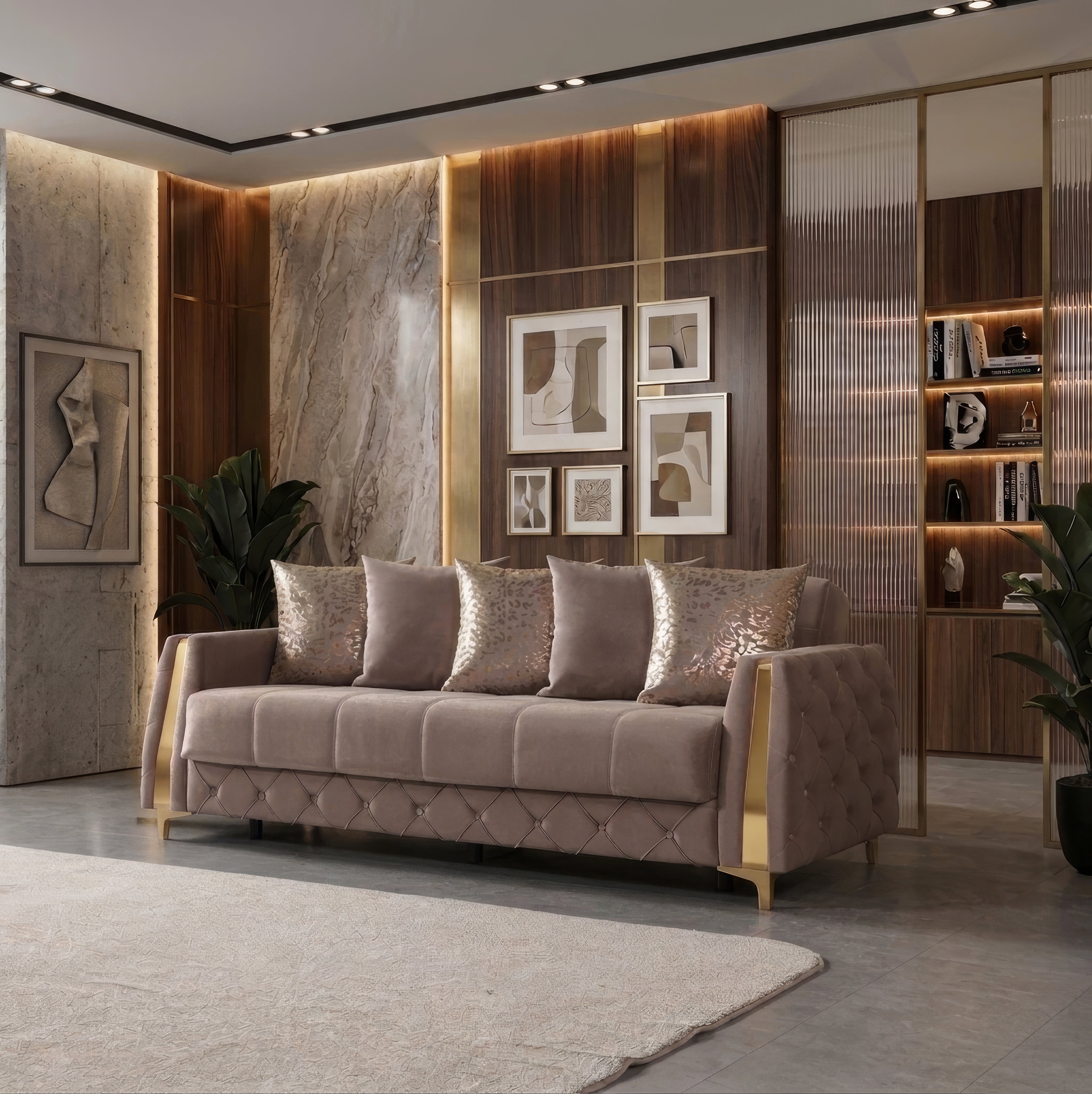 Florence Coffee Velvet Sofa and Loveseat Set, view 6