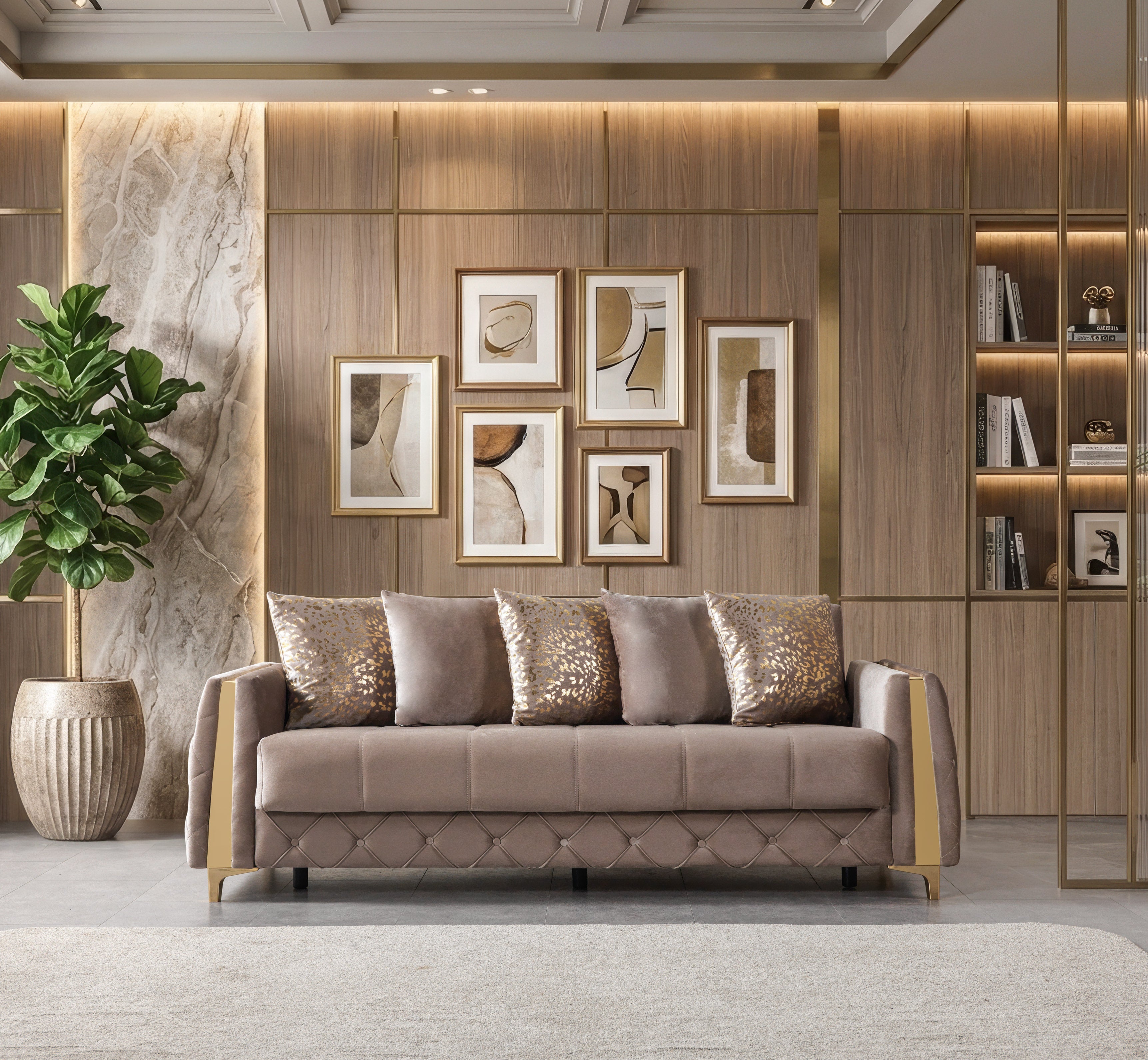 Florence Coffee Velvet Sofa Bed