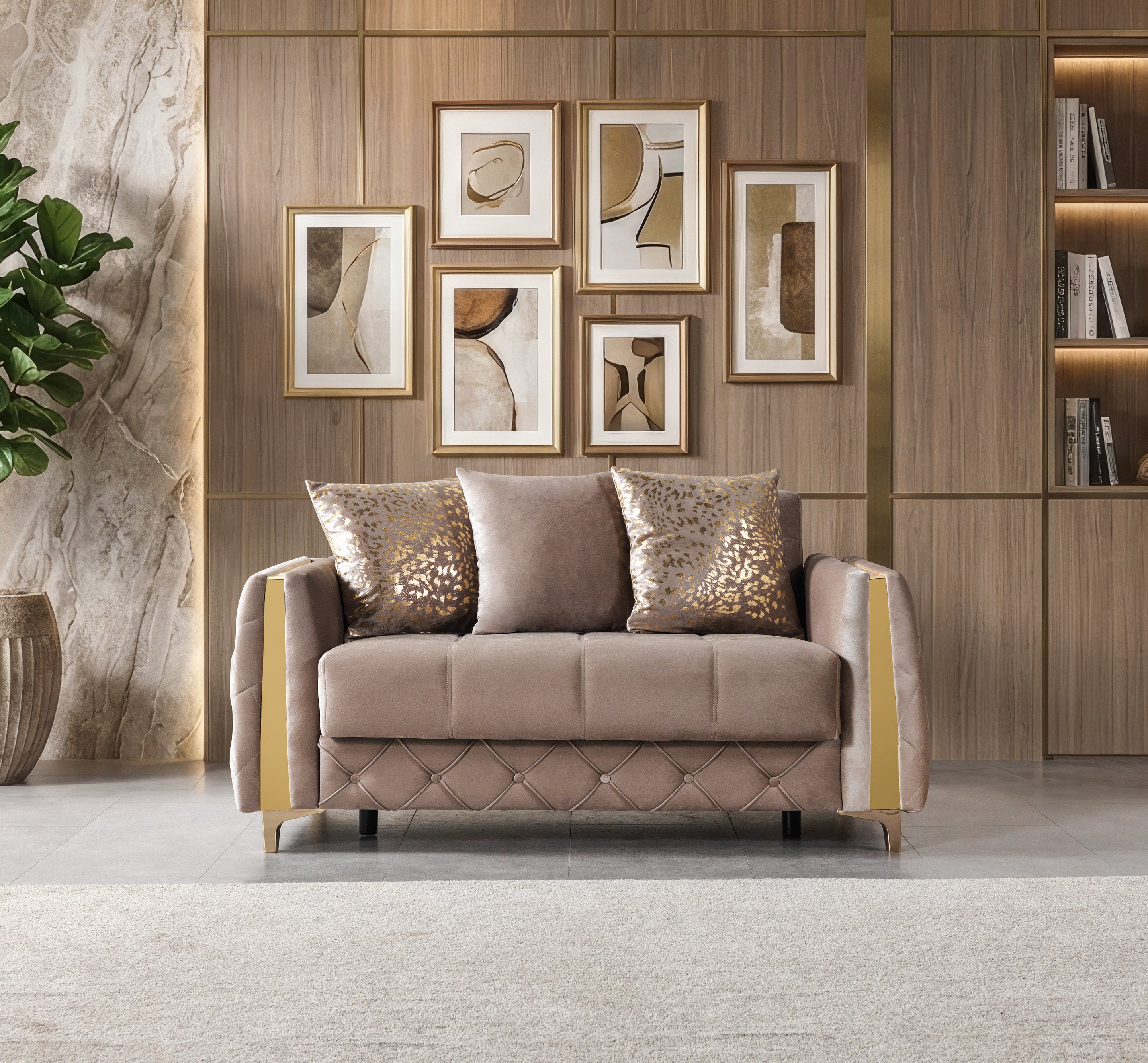 Florence Coffee Velvet Sofa and Loveseat Set, view 5