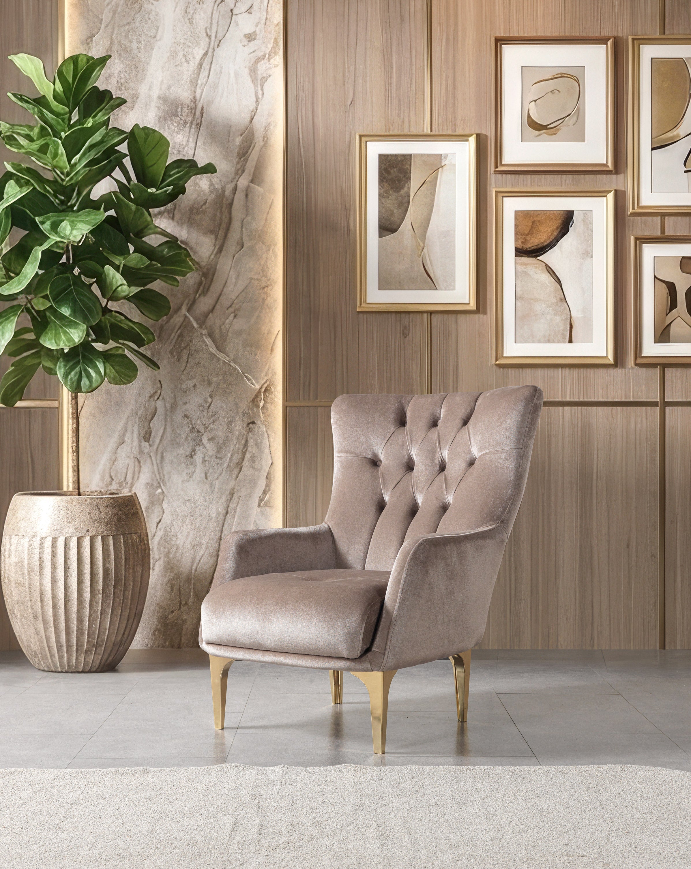 Florence Coffee Velvet Chair, view 3