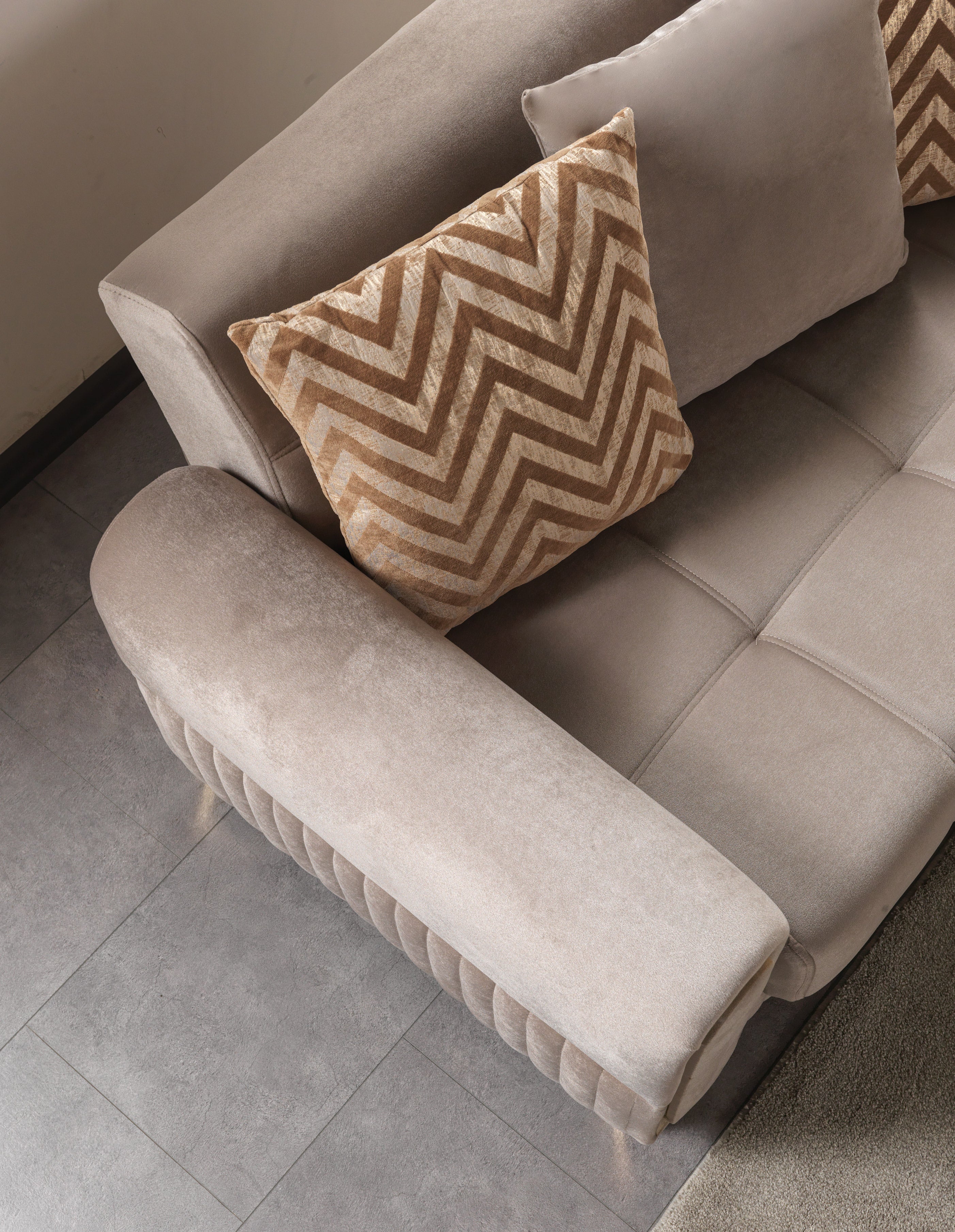 Sandra Coffee Velvet Sofa and Loveseat Set, view 6