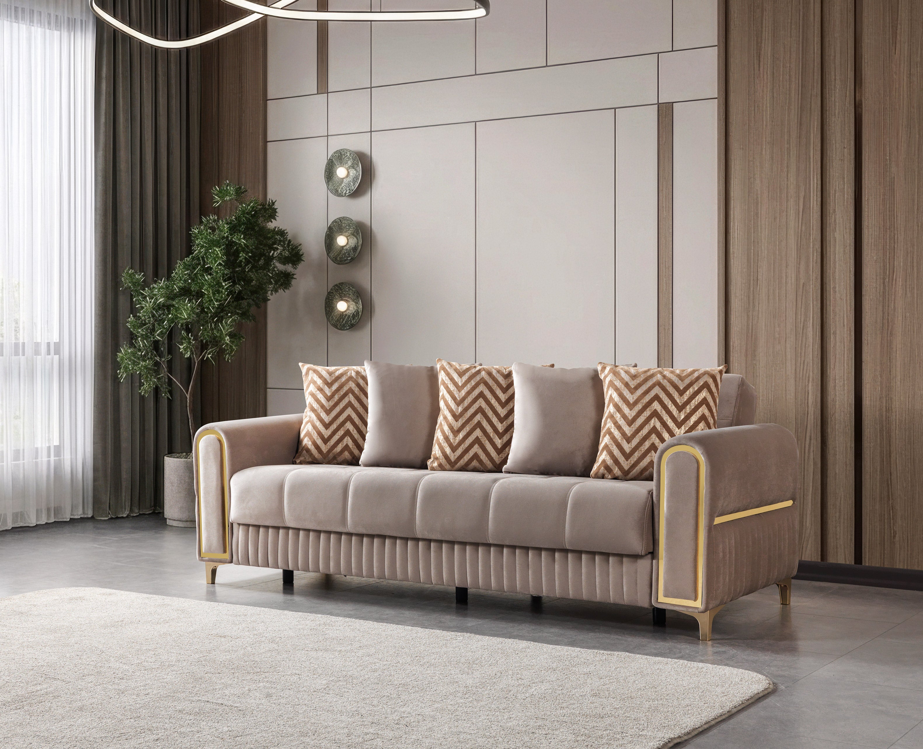 Sandra Coffee Velvet Sofa and Loveseat Set, view 8