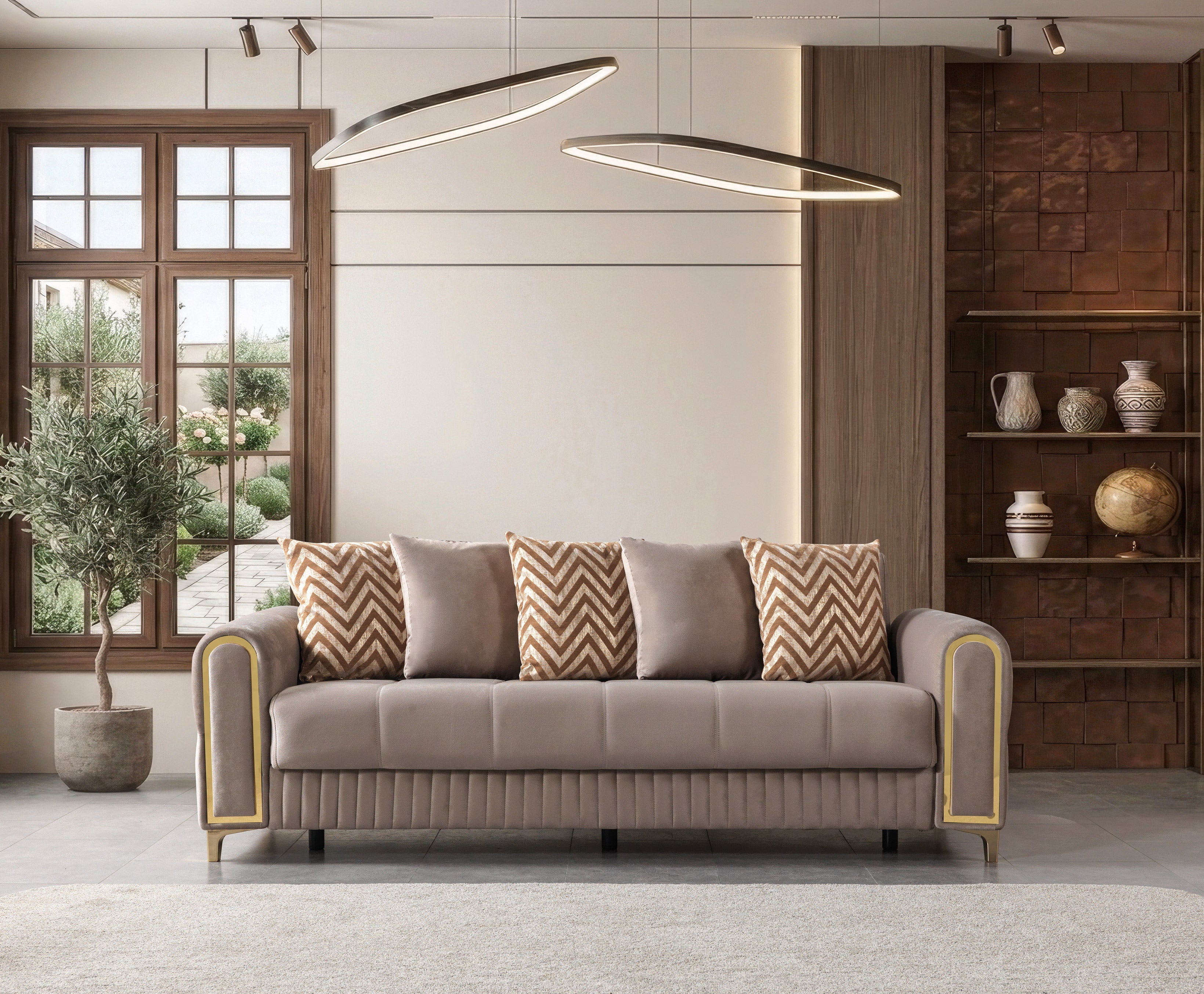 Sandra Coffee Velvet Sofa and Loveseat Set, view 7