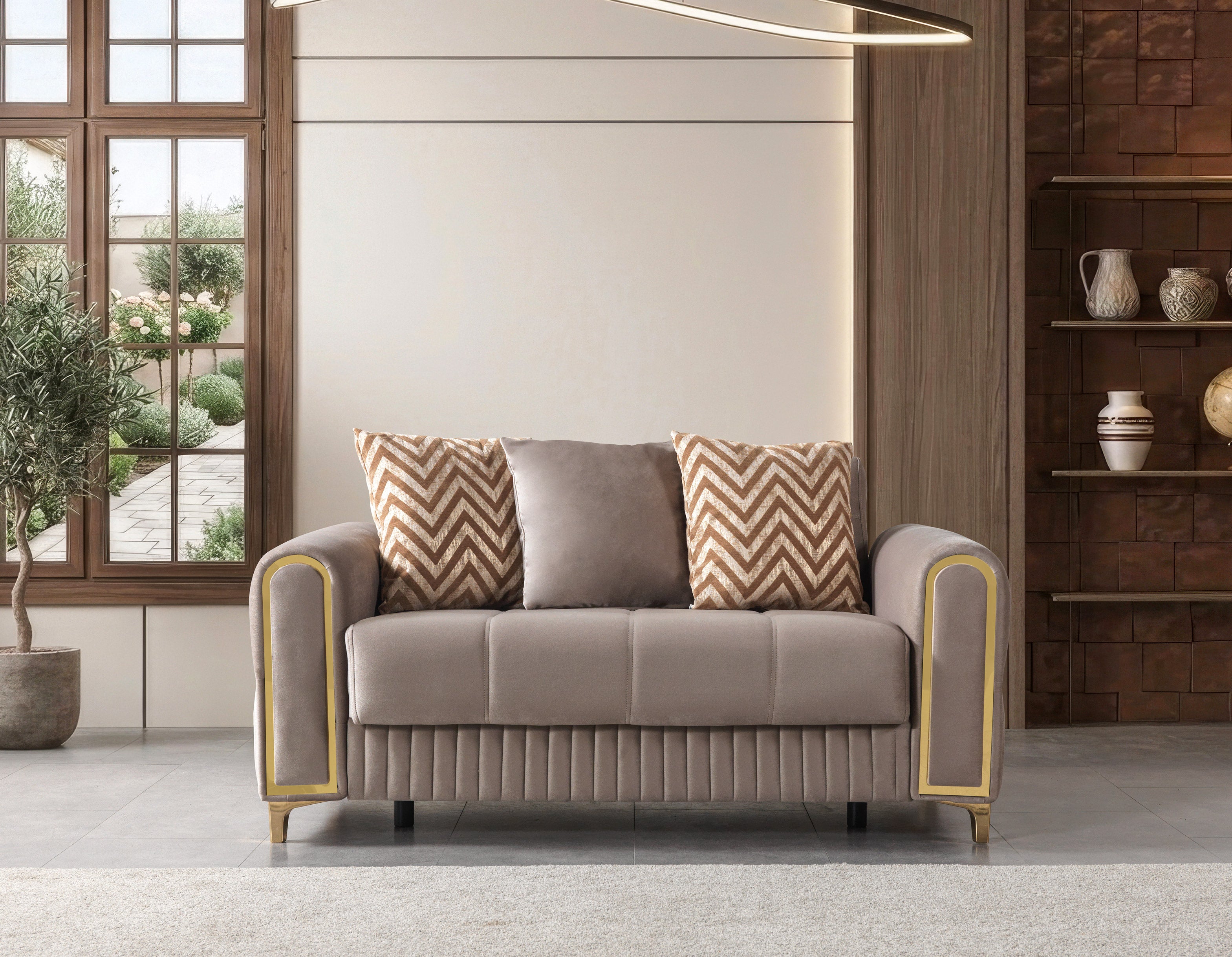 Sandra Coffee Velvet Sofa and Loveseat Set, view 9