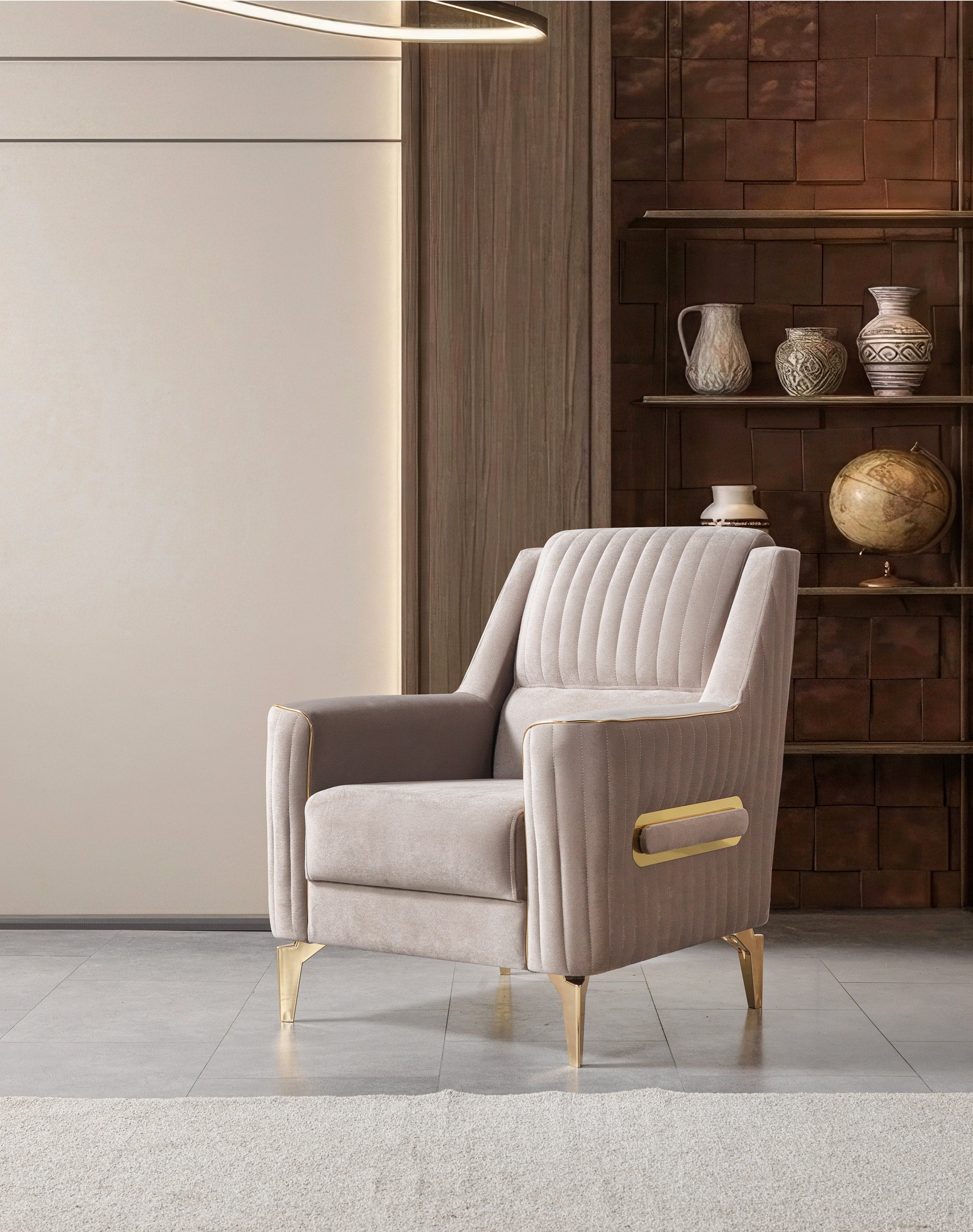 Sandra Coffee Velvet Chair, view 3