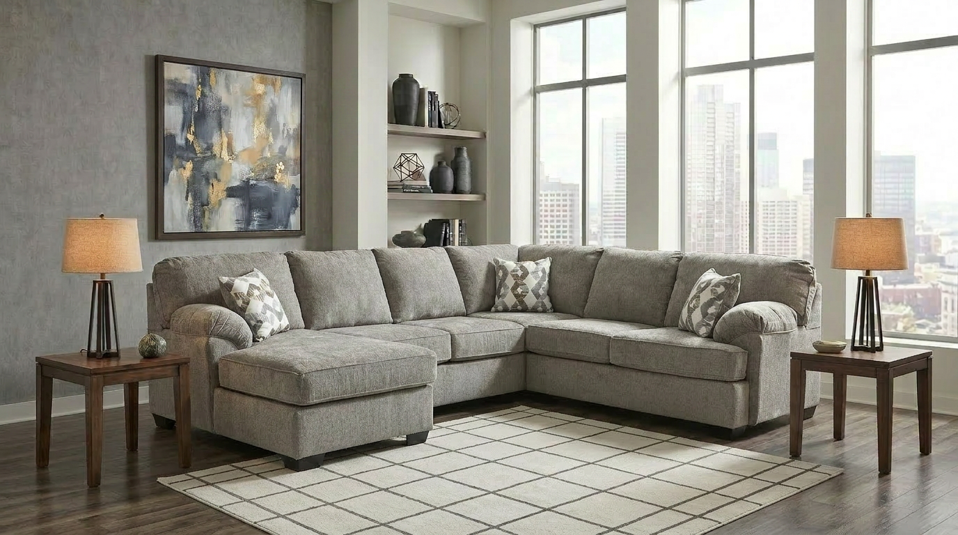 Westwood Stone Plush U-Shaped Sectional with Chaise