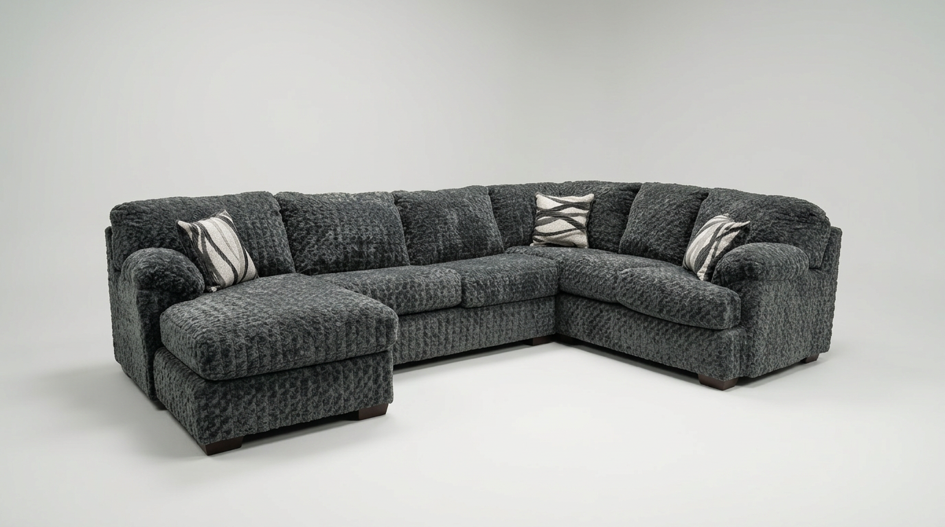 Westwood Gunmetal Plush U-Shaped Sectional with Chaise, view 2
