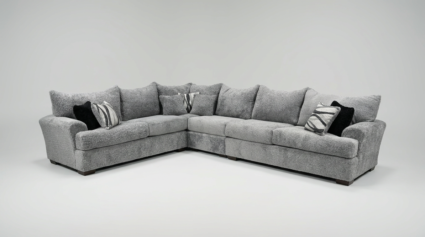 Rizz Gray Plush 4-Piece Sectional, view 2