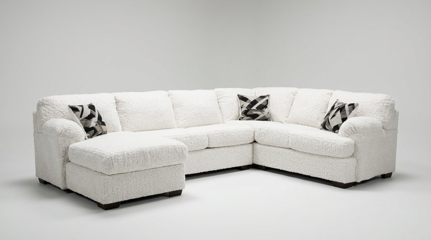 Westwood Cream Plush U-Shaped Sectional with Chaise, view 2