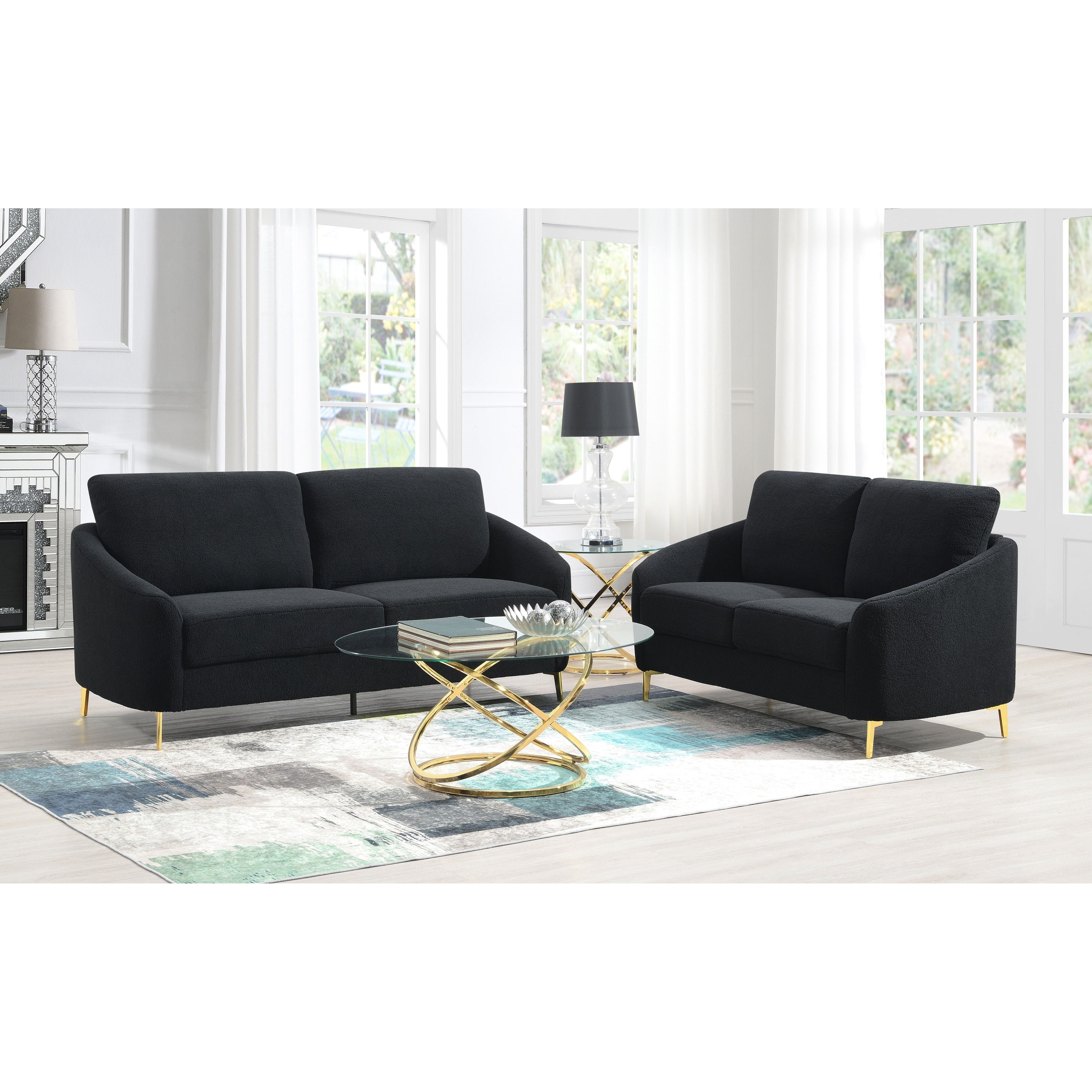 Lila Black Boucle Sofa and Loveseat Set, view 2