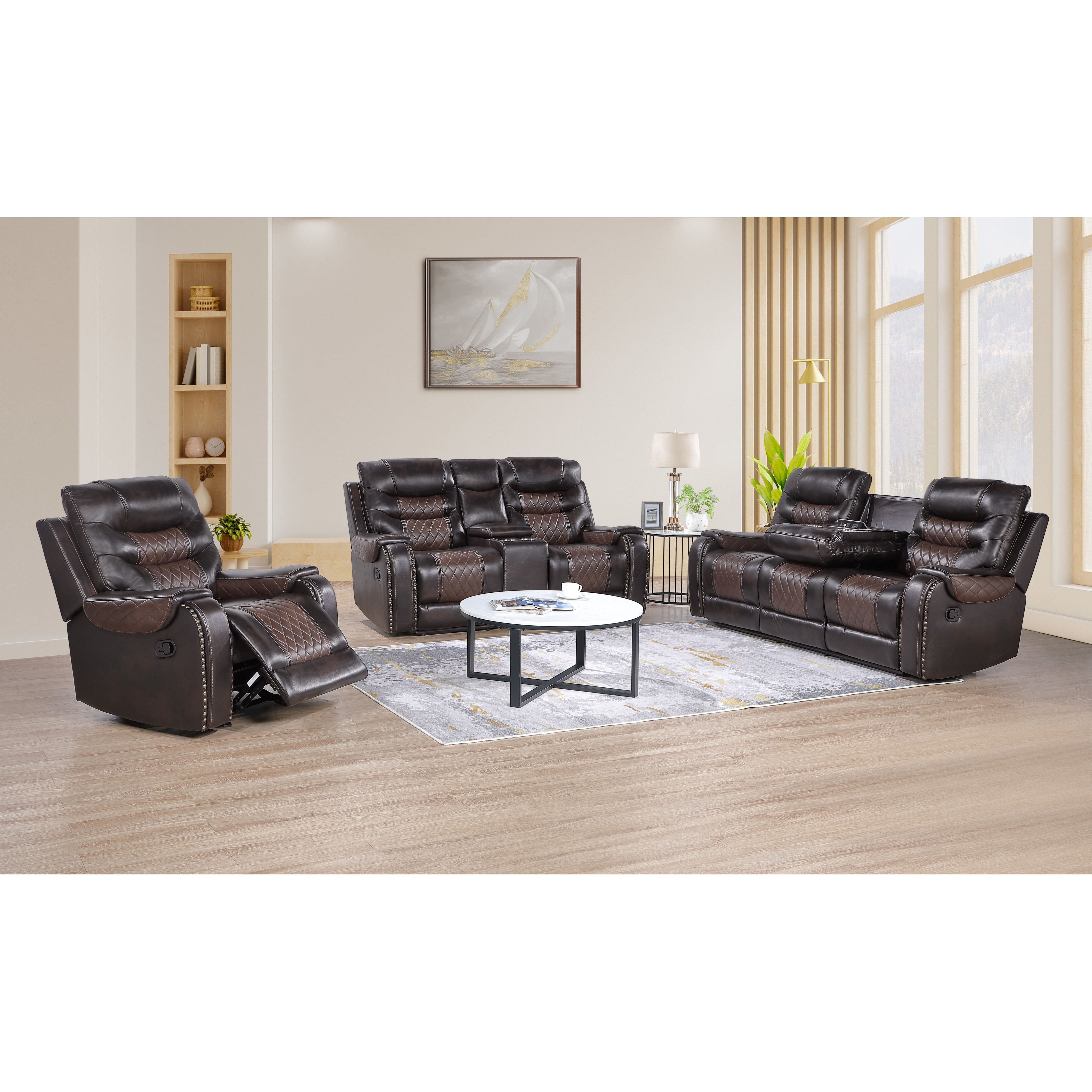 Phoenix II Brown Air Leather Reclining Set