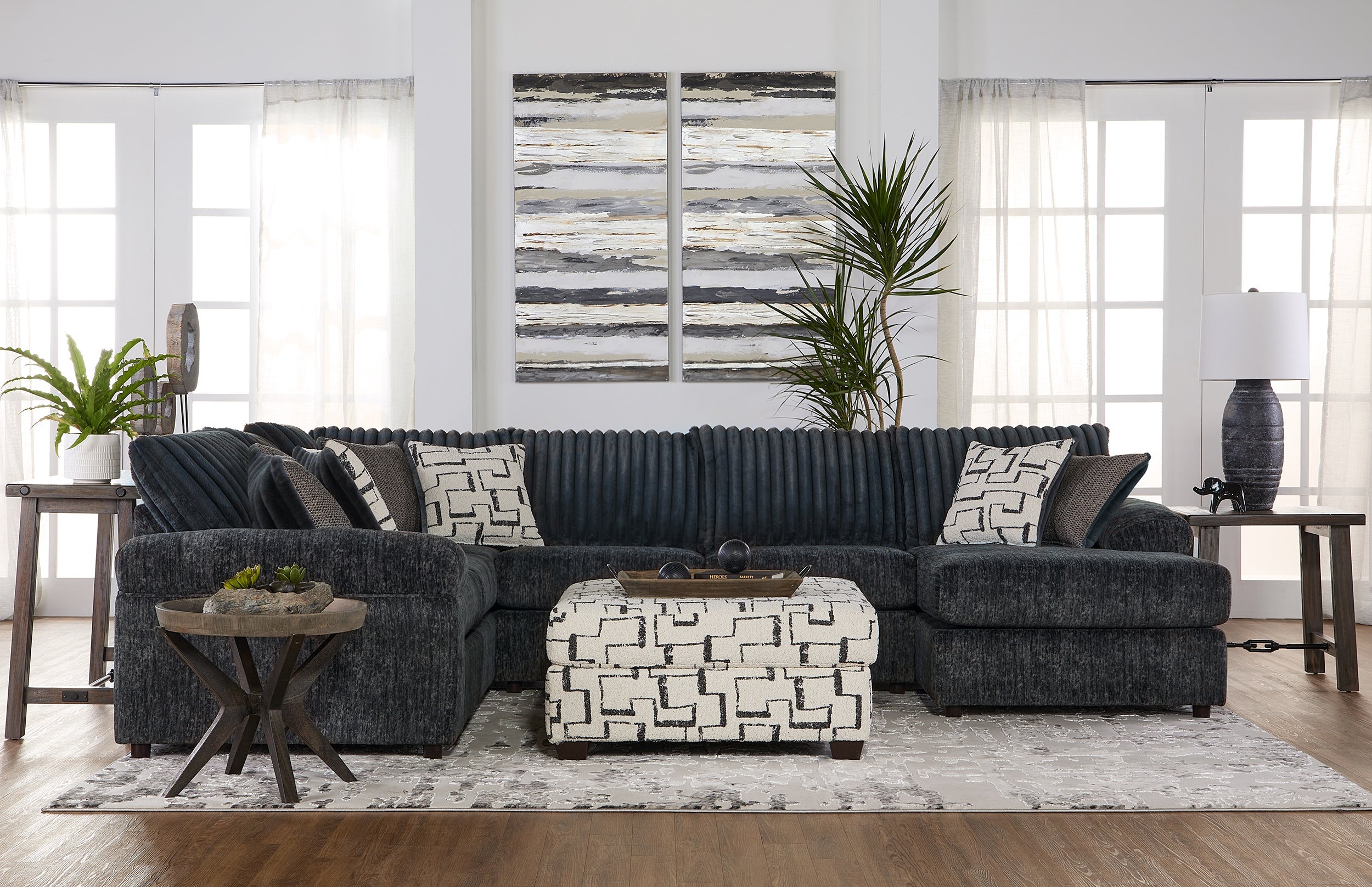 Galactic Charcoal Channel-Back Sectional