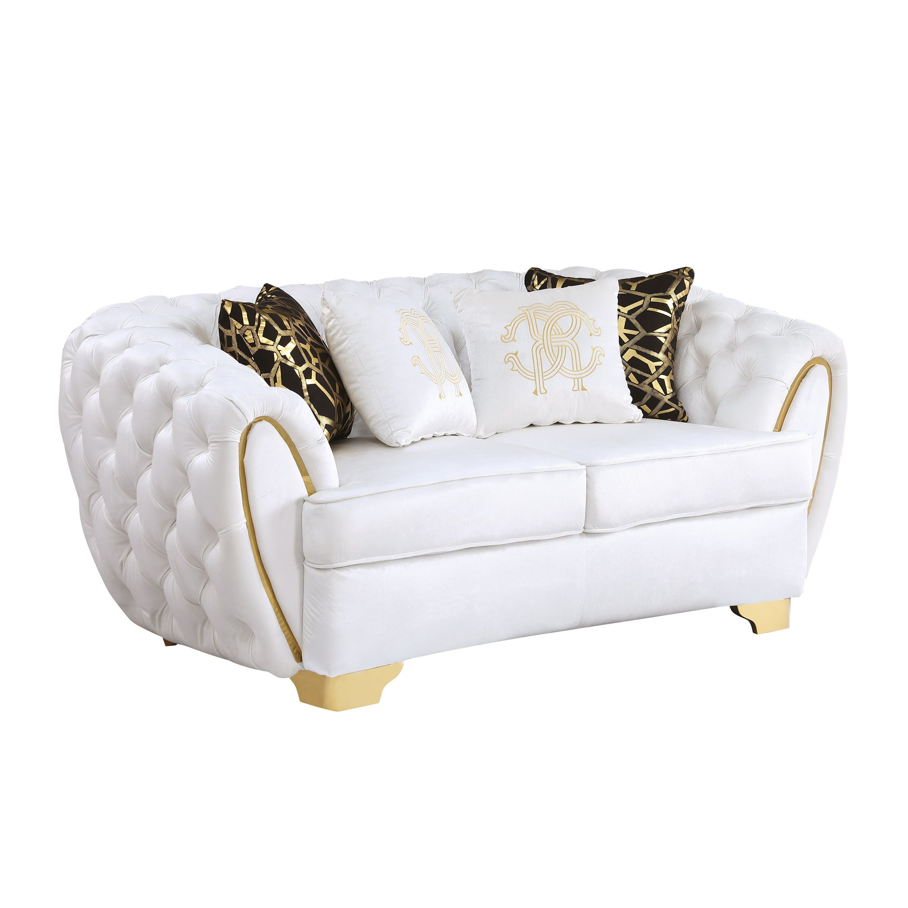 Mila White Velvet Sofa and Loveseat Set, view 4