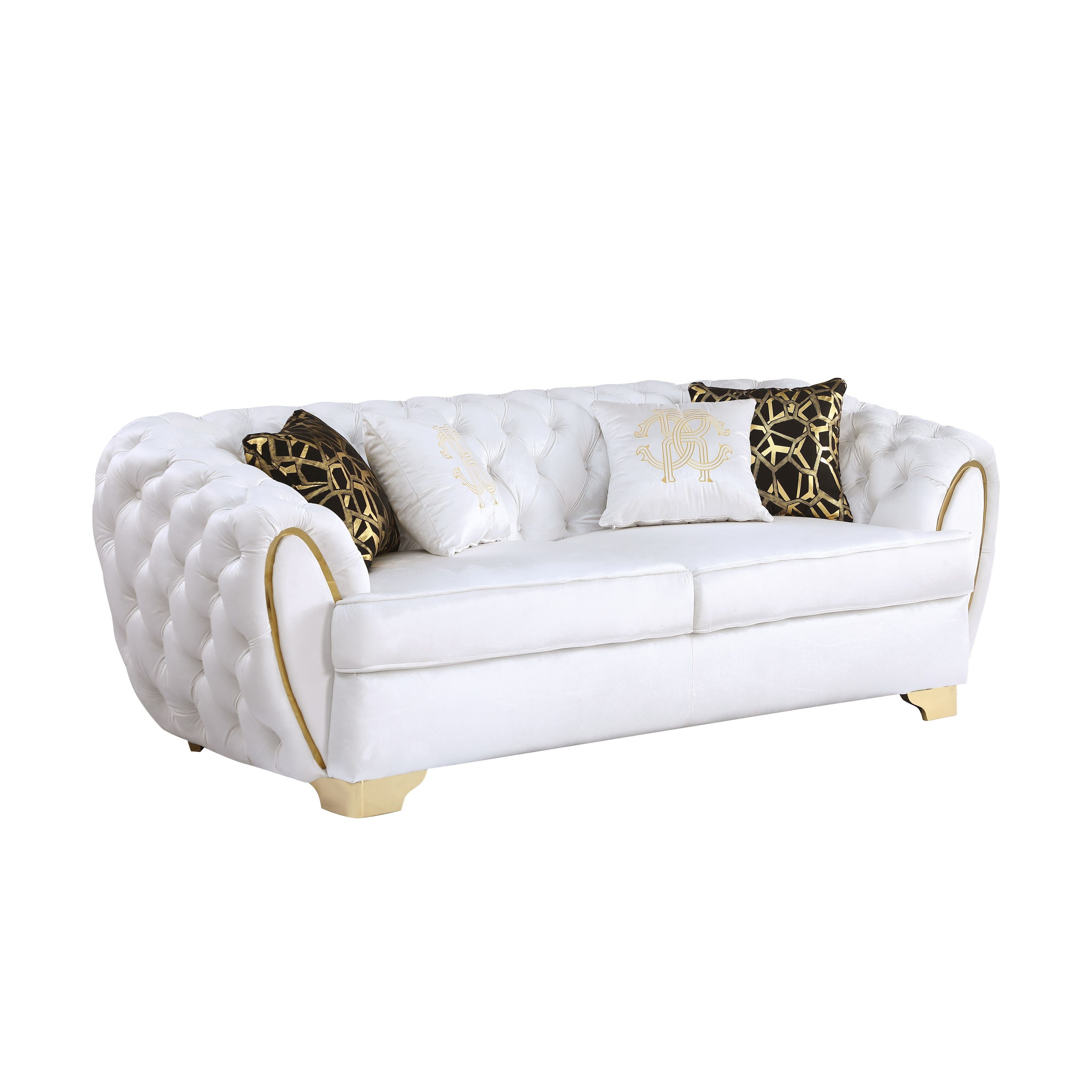 Mila White Velvet Sofa and Loveseat Set, view 3