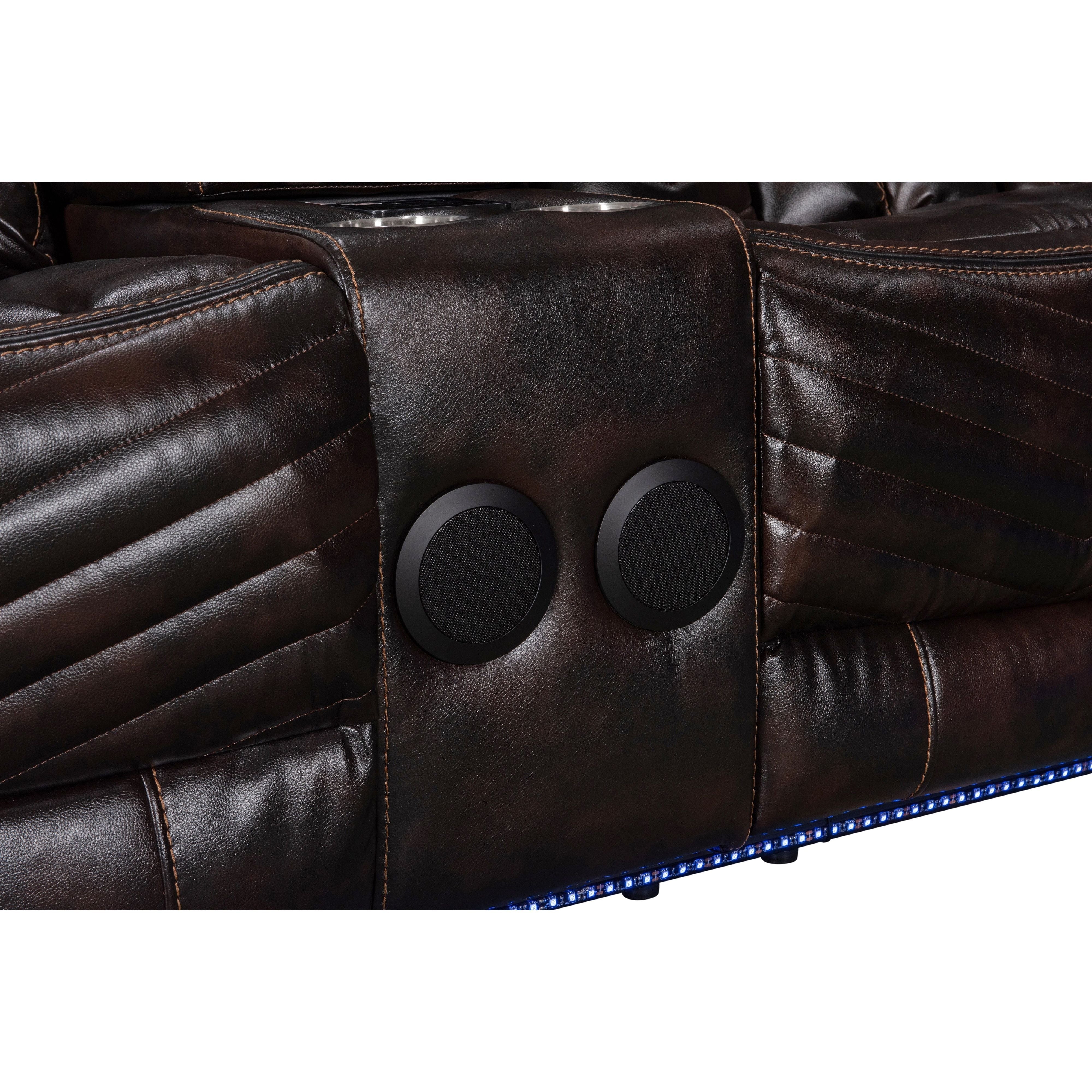 Lucky Charm Brown Reclining Sectional with LED Lights, view 4
