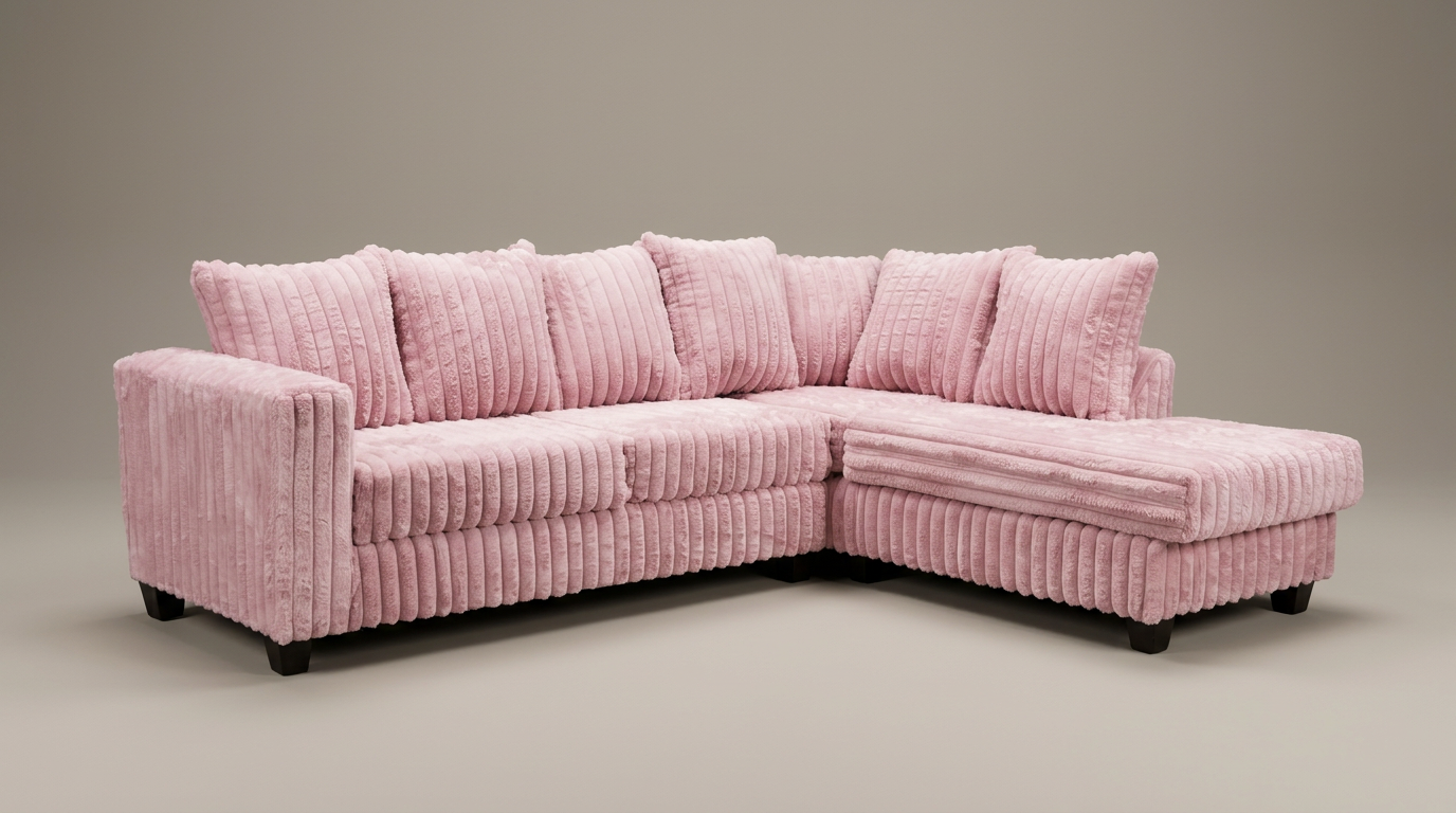 Gia Pink Corduroy Sectional with Chaise, view 2