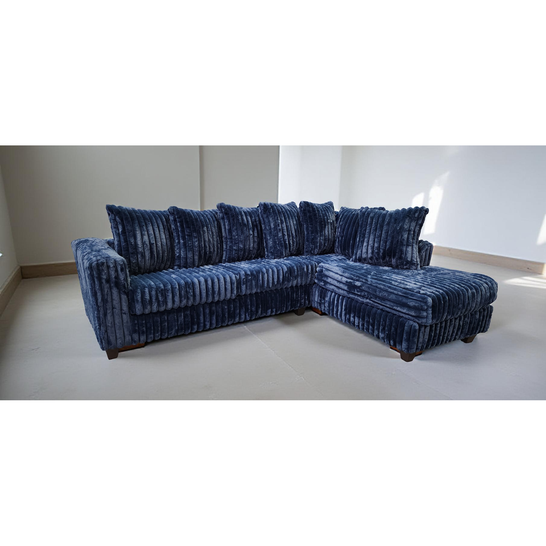 Gia Blue Corduroy Sectional with Chaise