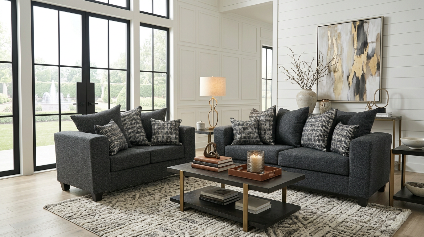 Kora Carbon Sofa and Loveseat Set