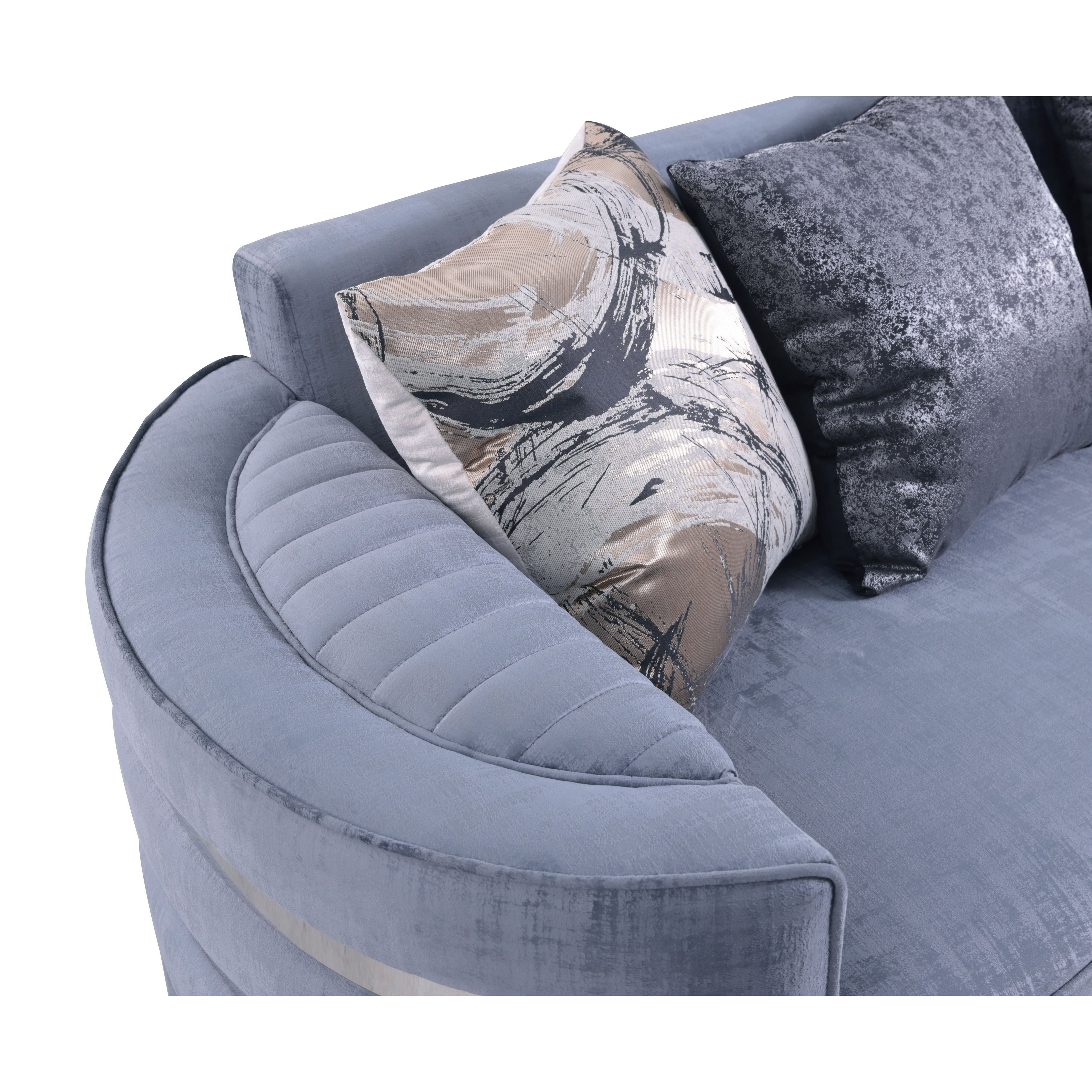 Minerva Gray Velvet Sofa and Loveseat Set with Gold Accents, view 7