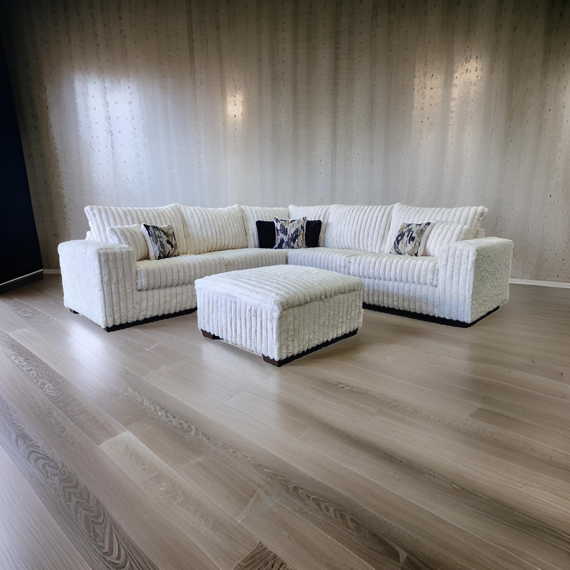 Noah Ivory Corduroy Corner Sectional