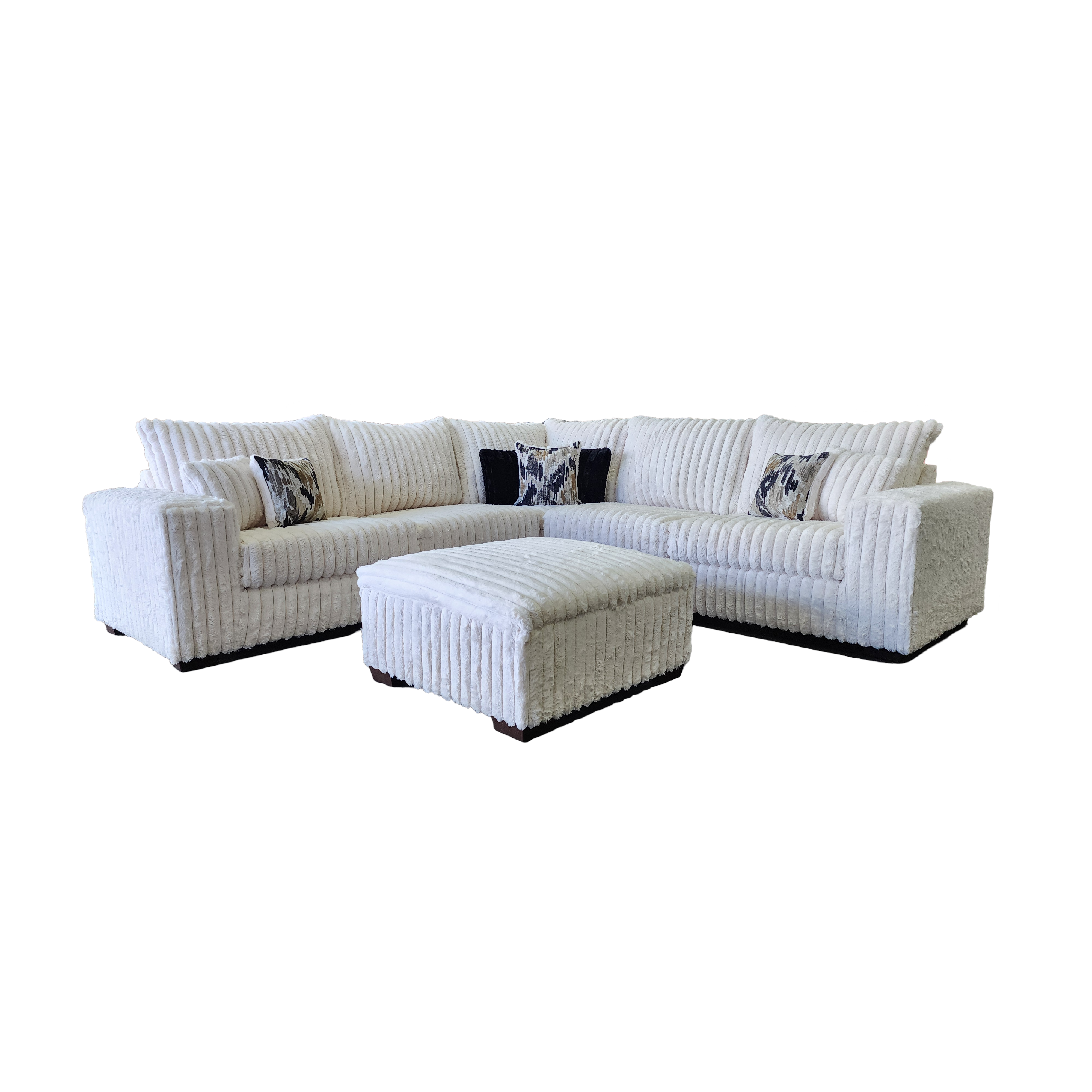 Noah Ivory Corduroy Corner Sectional, view 3