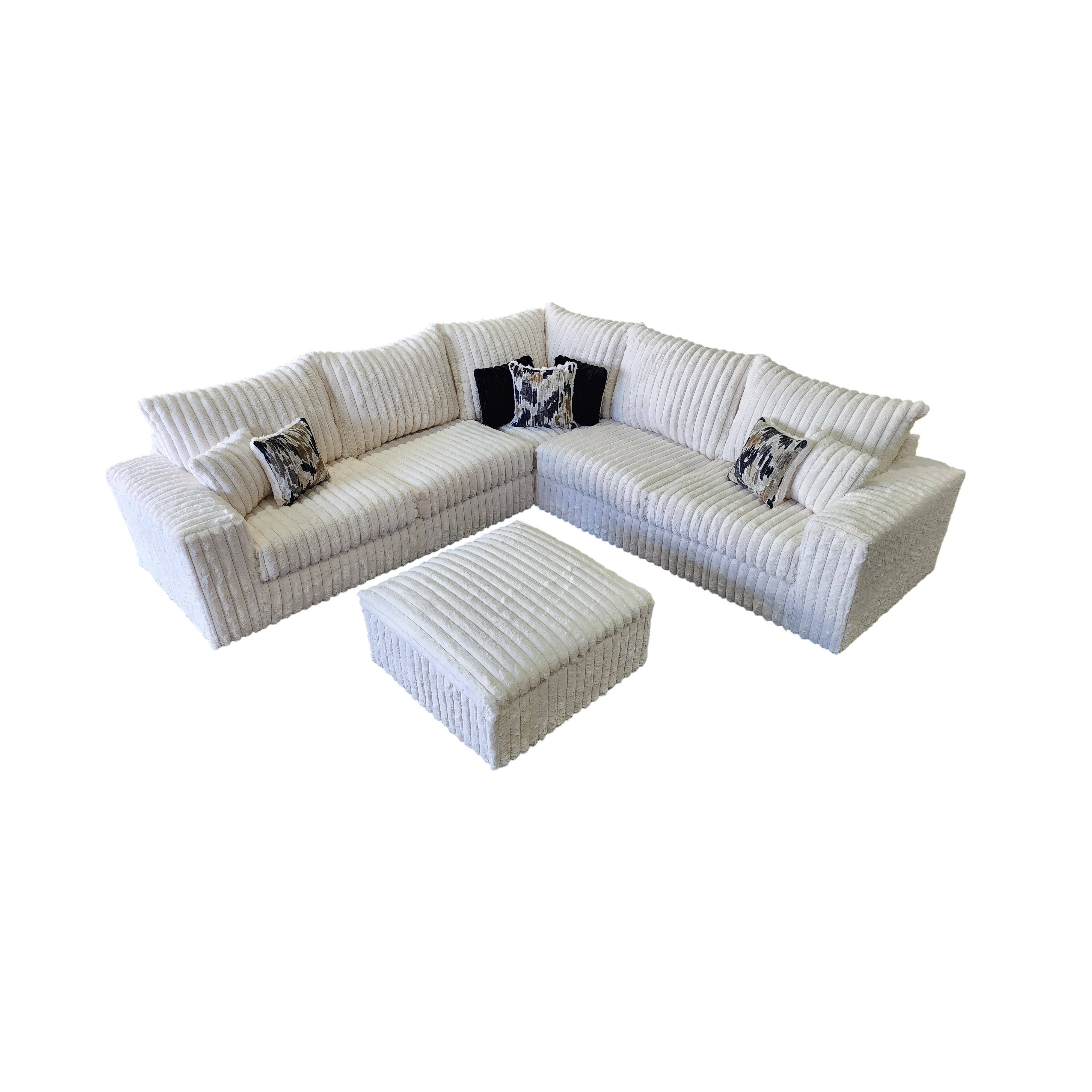 Noah Ivory Corduroy Corner Sectional, view 2
