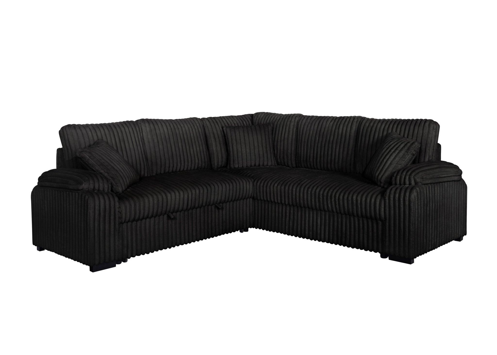 Neeha Black Corduroy Sleeper Sectional, view 3