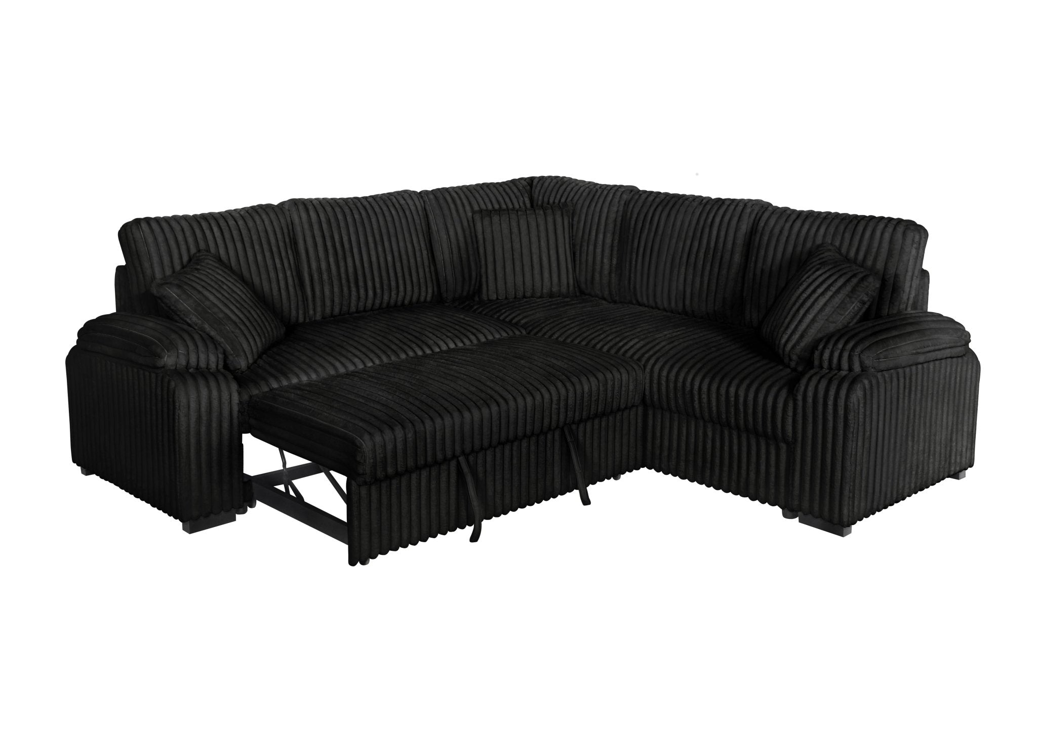 Neeha Black Corduroy Sleeper Sectional, view 4